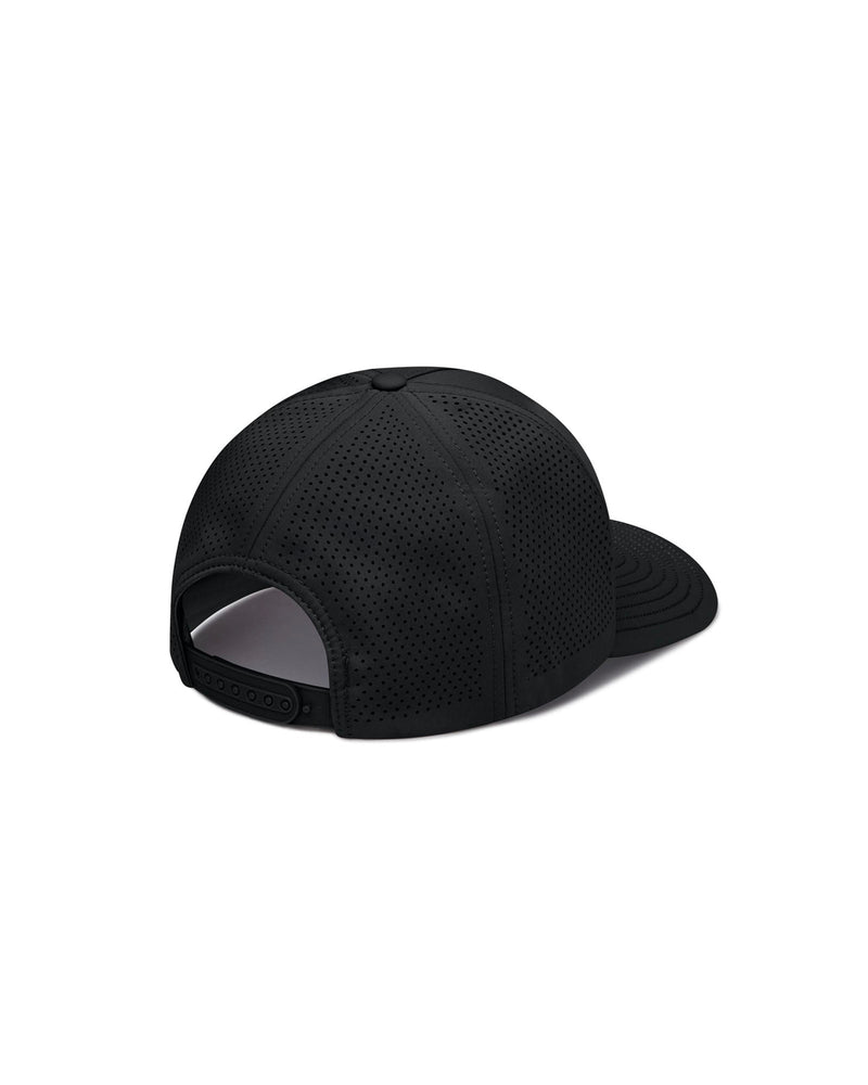 Black Perforated Hat Bundle Pack shown from the back angle, highlighting the perforated panels and snapback closure.