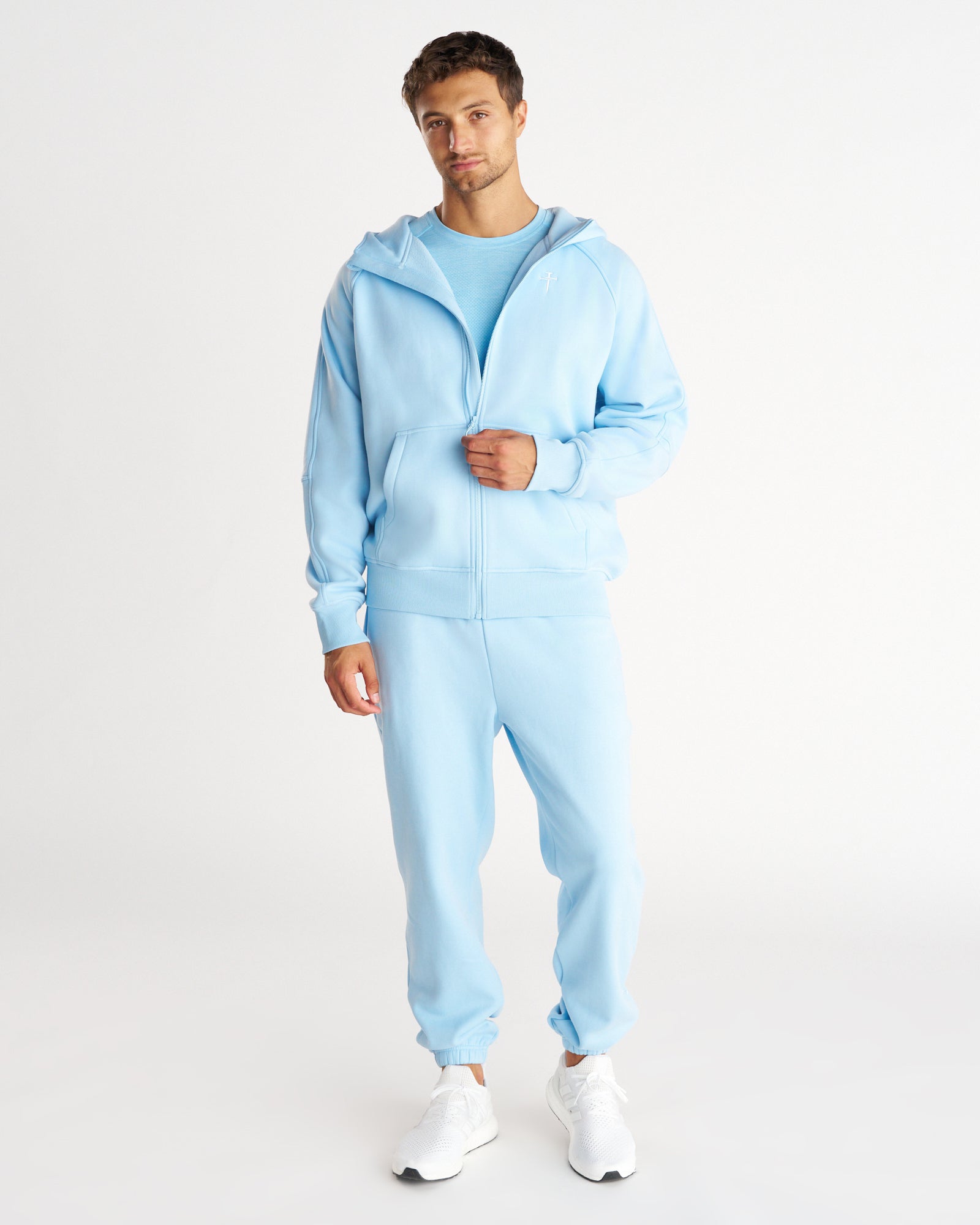 Signature Fleece Full Zip Hoodie - Sky Blue