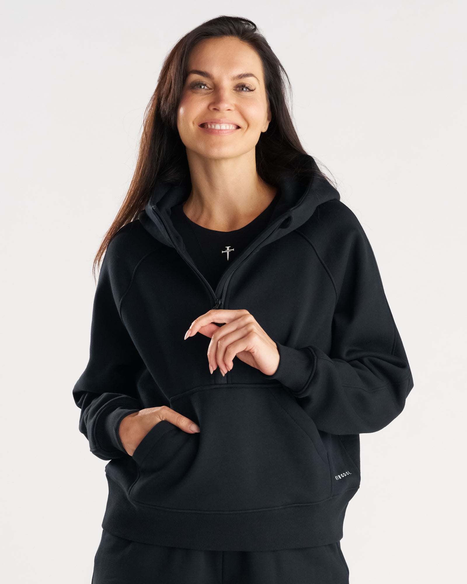 トップス 335 Women's Signature Fleece Half-Zip Hoodie - Black