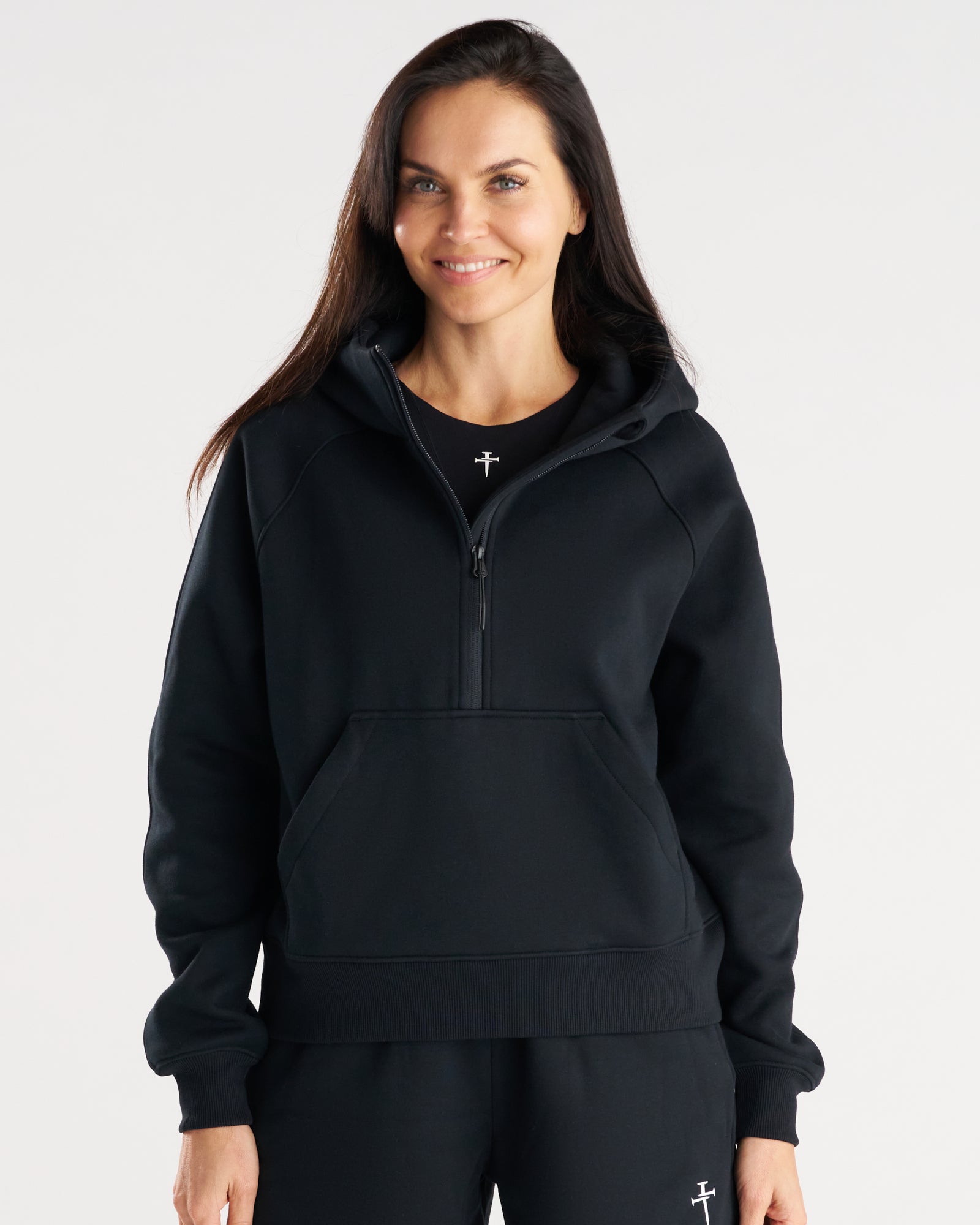 Women's Signature Fleece Half-Zip Hoodie - Black