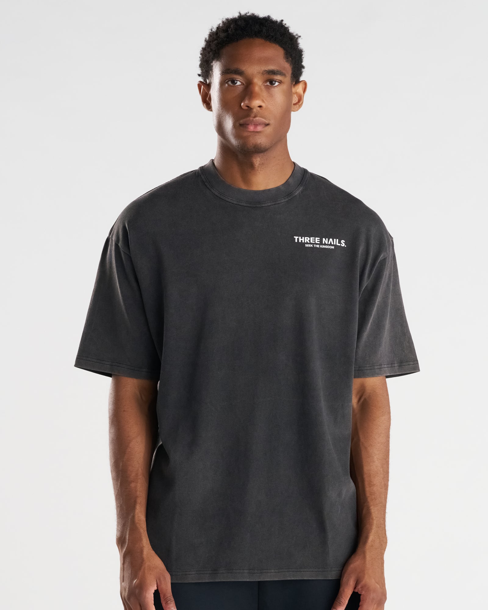 Heavyweight Cotton Oversized Tee "STK" - Acid Wash