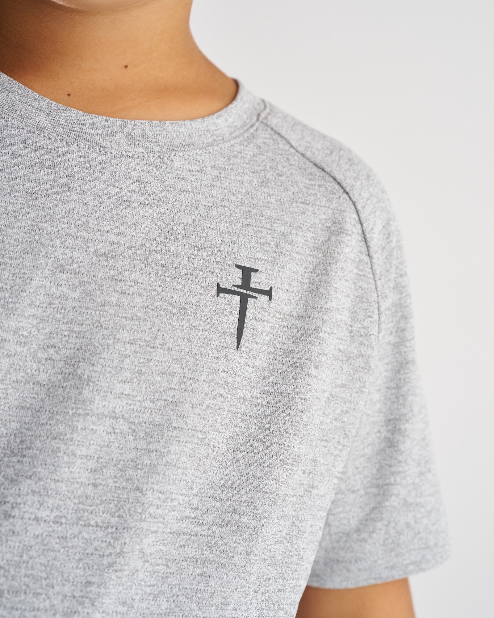 Youth Aion-Lite™ Tee "Cross" - Grey Marl