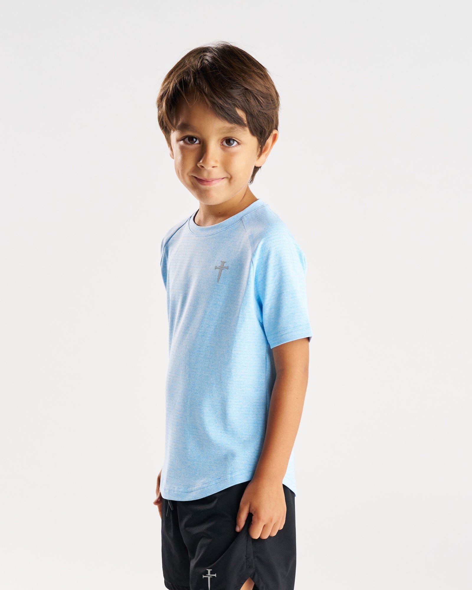 Youth Aion-Lite™ Tee "Cross" - Sky Blue Marl