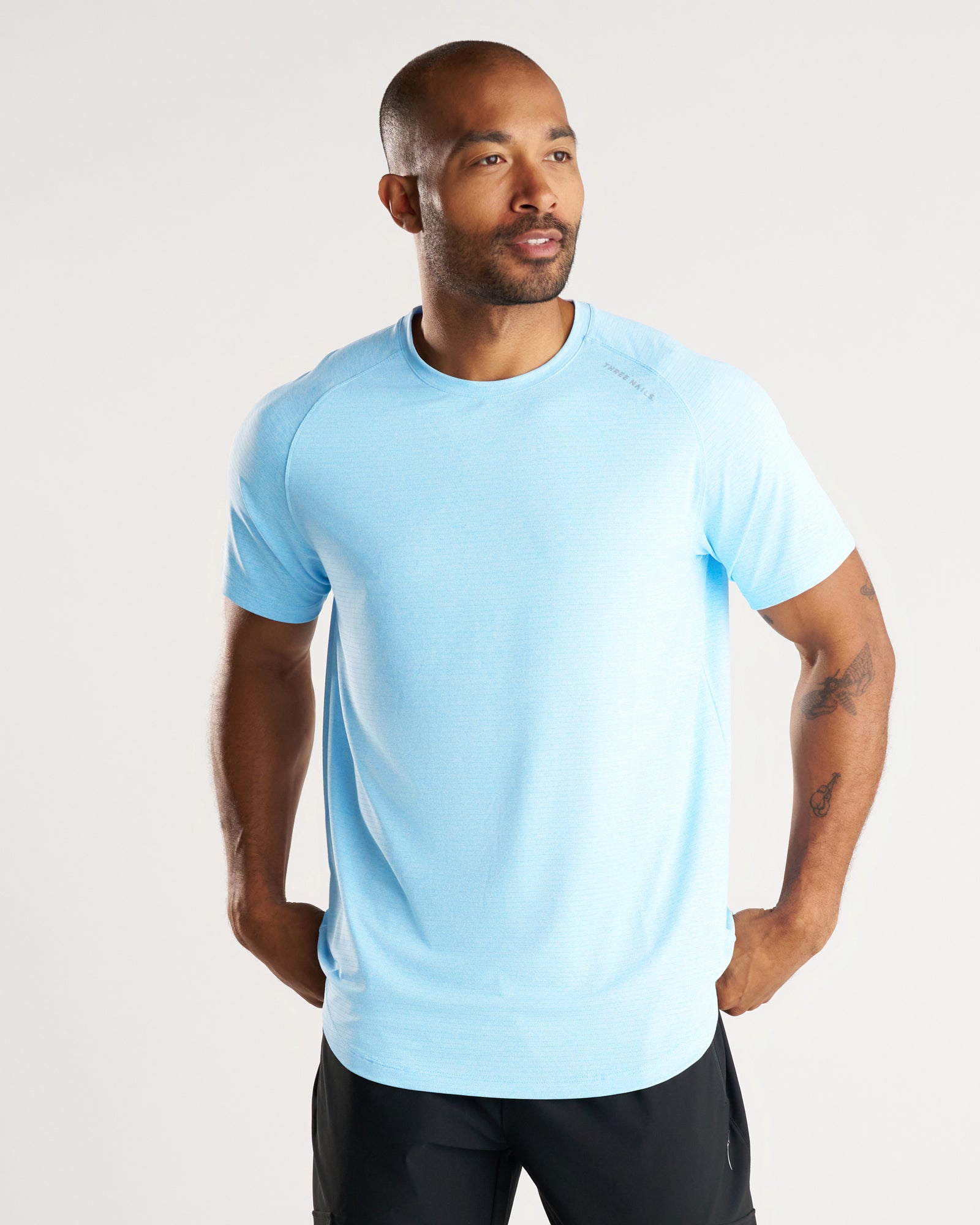 Aion-Lite™ Tee "Three Nails" - Sky Blue Marl
