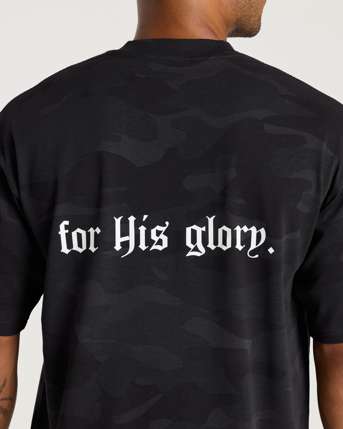 Heavyweight Cotton Oversized Tee "FHG" - Black Camo