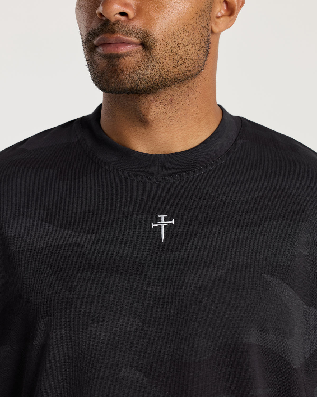 Heavyweight Cotton Oversized Tee "FHG" - Black Camo
