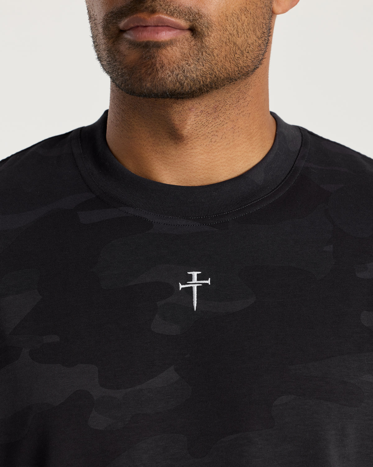 Heavyweight Cotton Oversized Tee - Black Camo