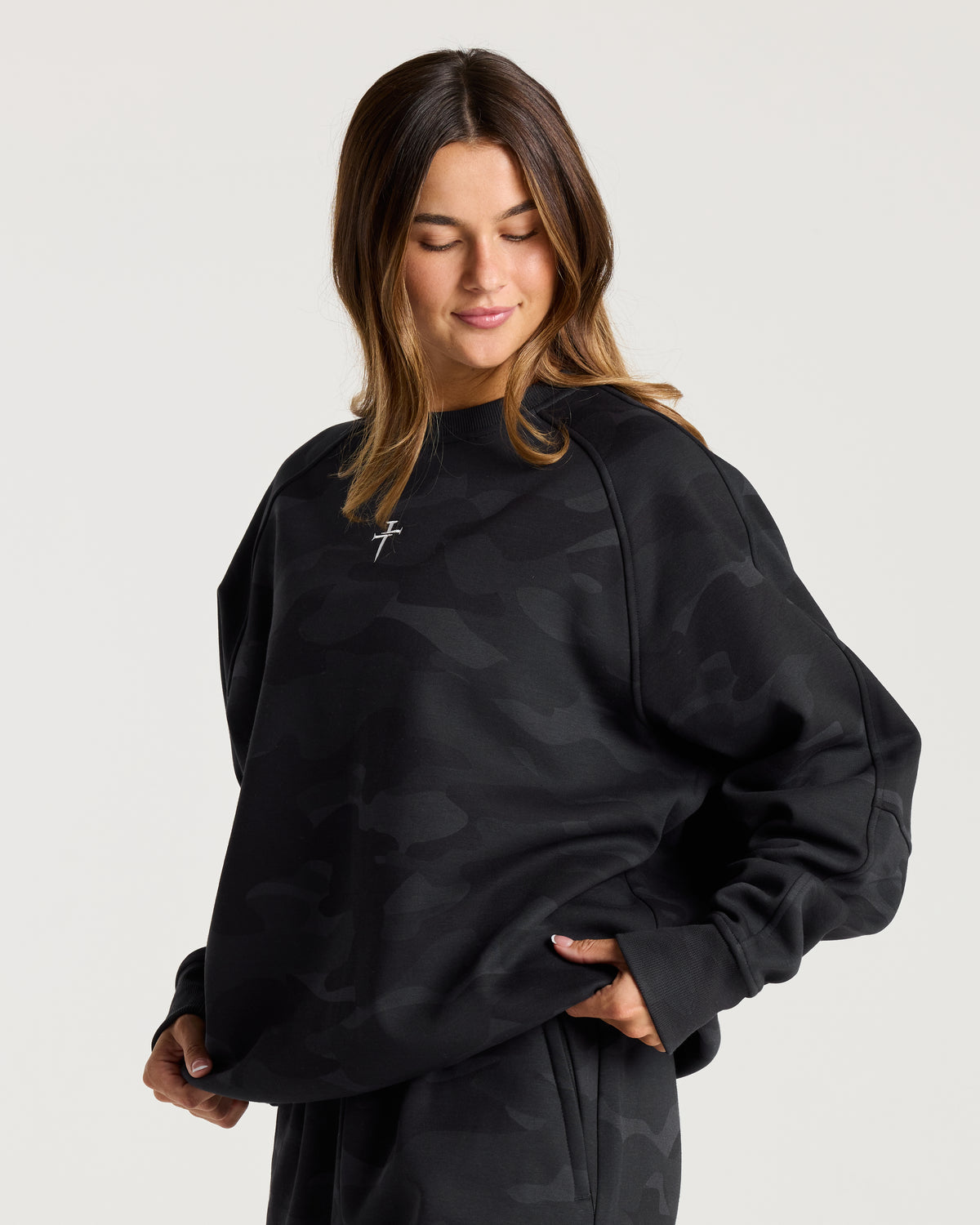 Signature Fleece Crewneck - Black Camo
