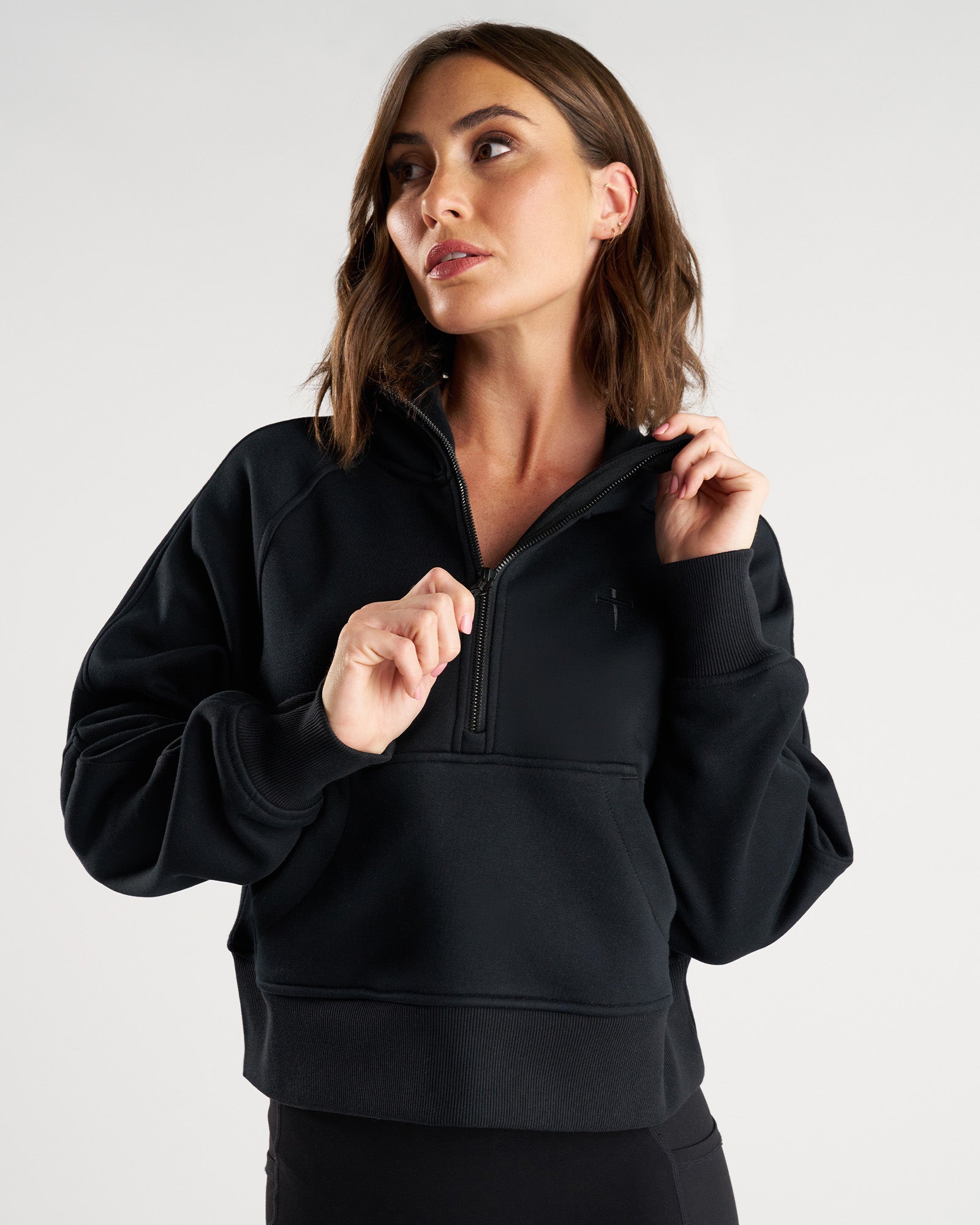 Nova Half Zip Hoodie "Cross" - Black