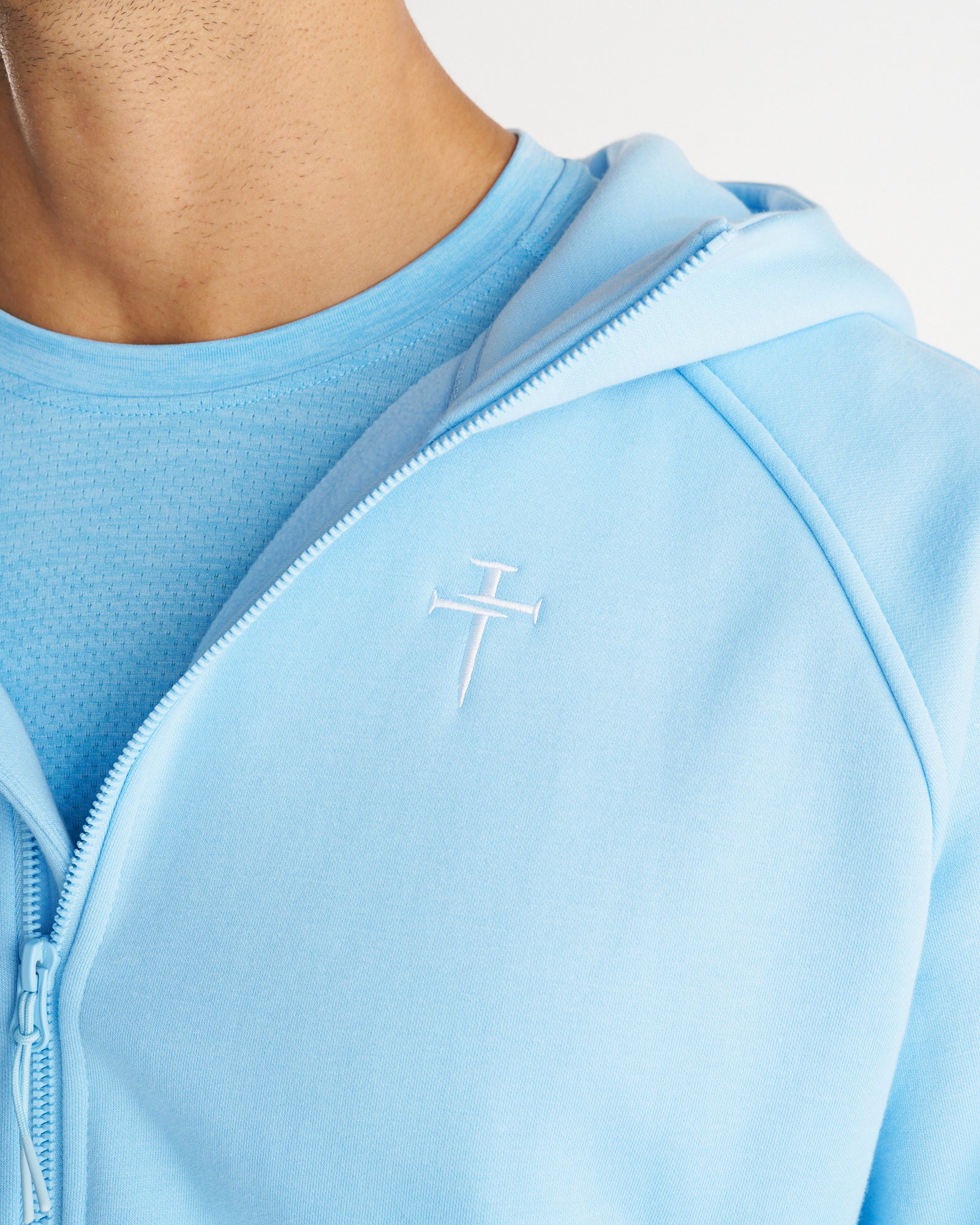 Signature Fleece Full Zip Hoodie - Sky Blue