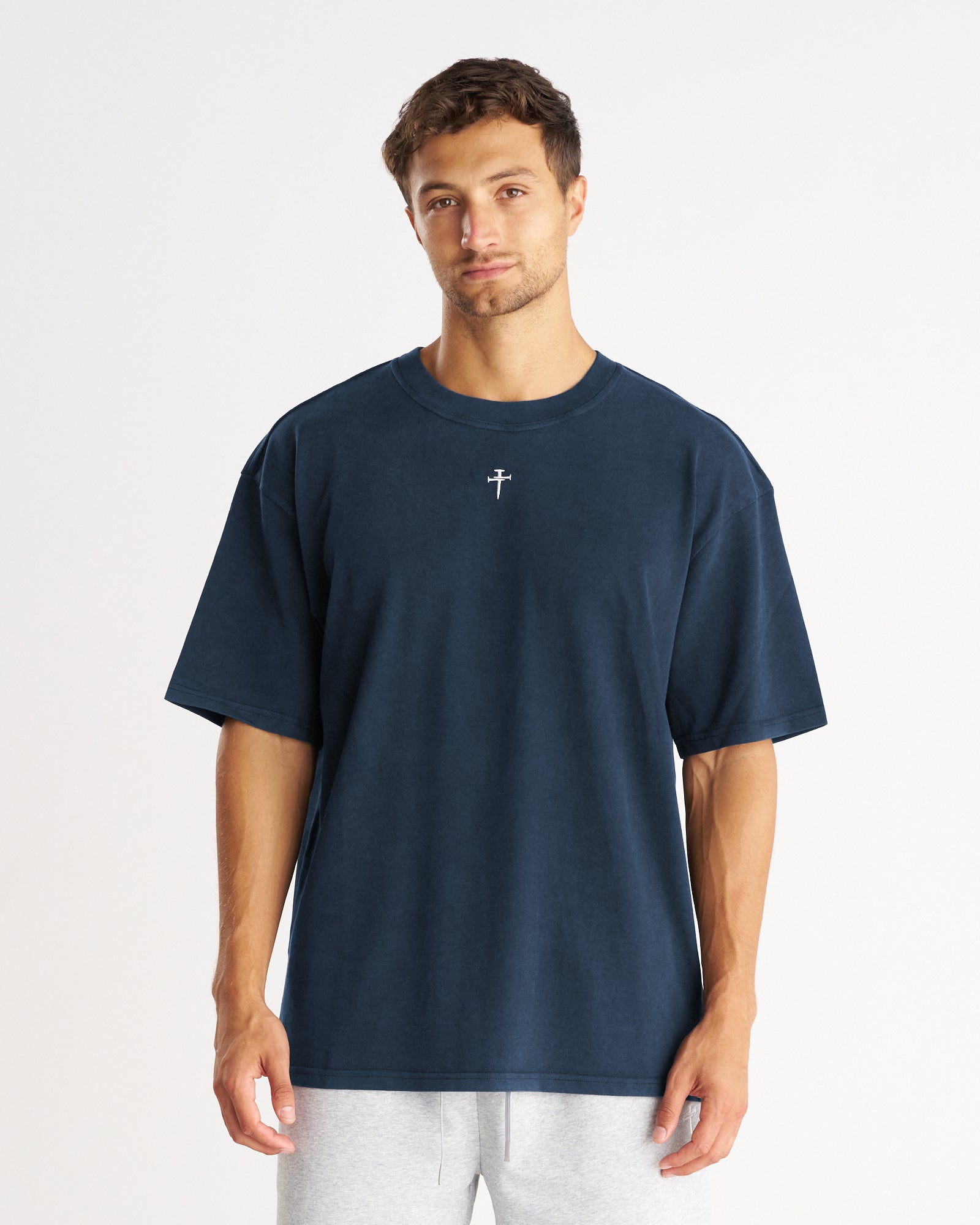 【M】 ALOUND OVERSIZE TEE NAVY Heavyweight Cotton Oversized Tee 