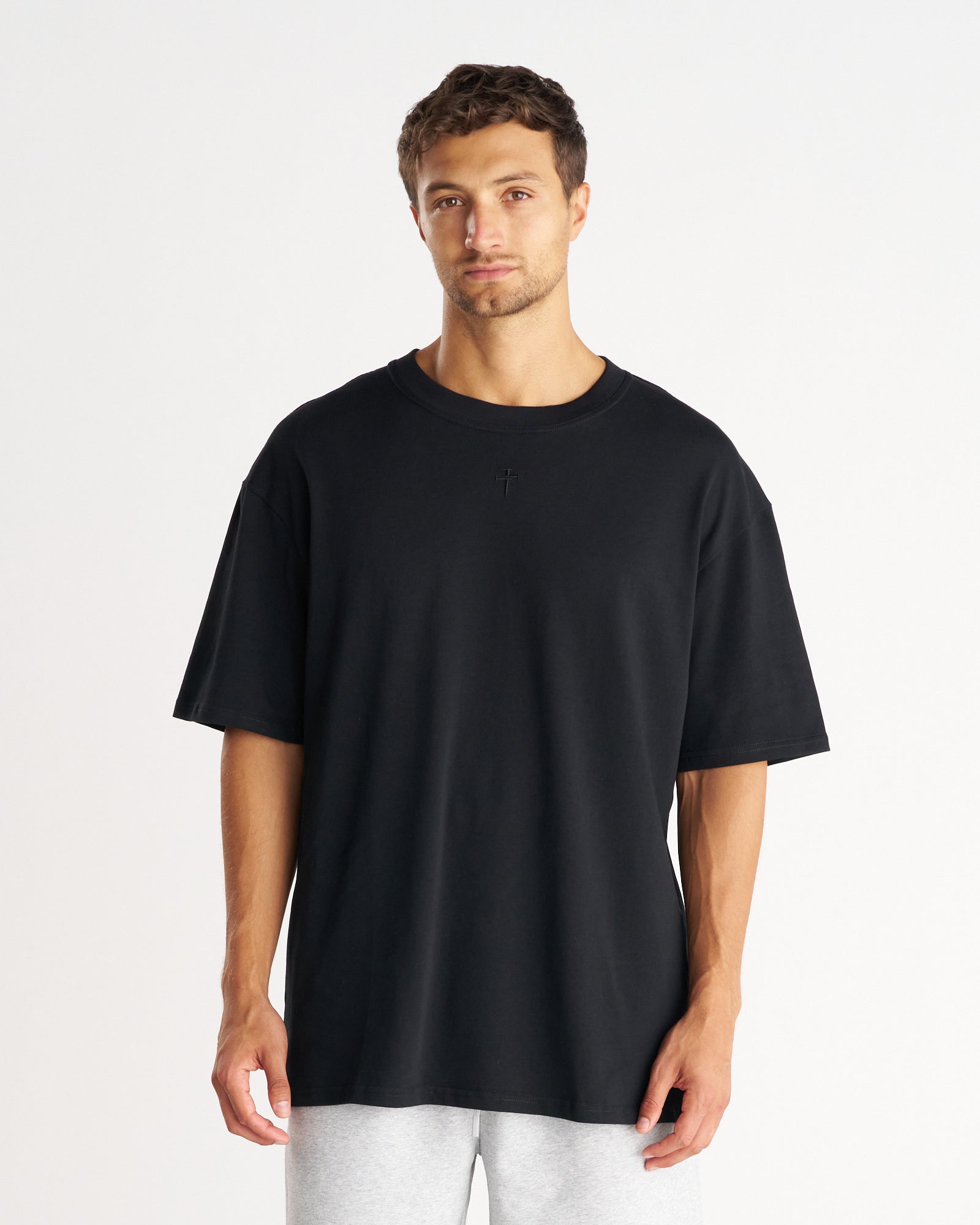 Heavyweight Cotton Oversized Tee "FHG" - Blackout