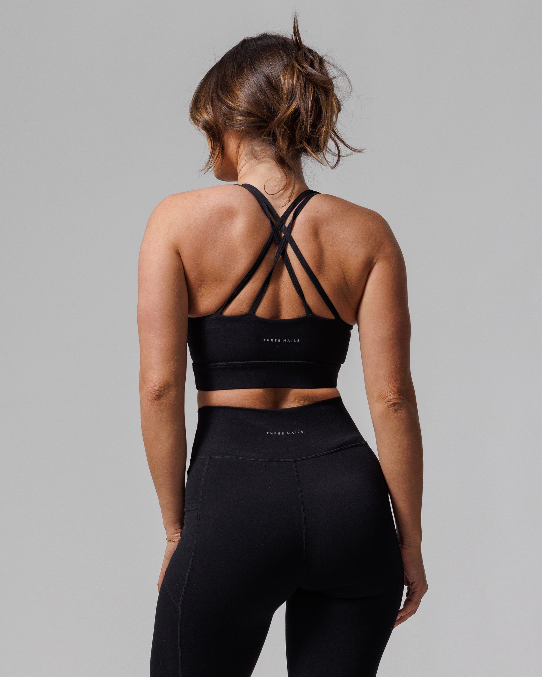 Ann Lycra Crisscross Training Bra in Black main image 0