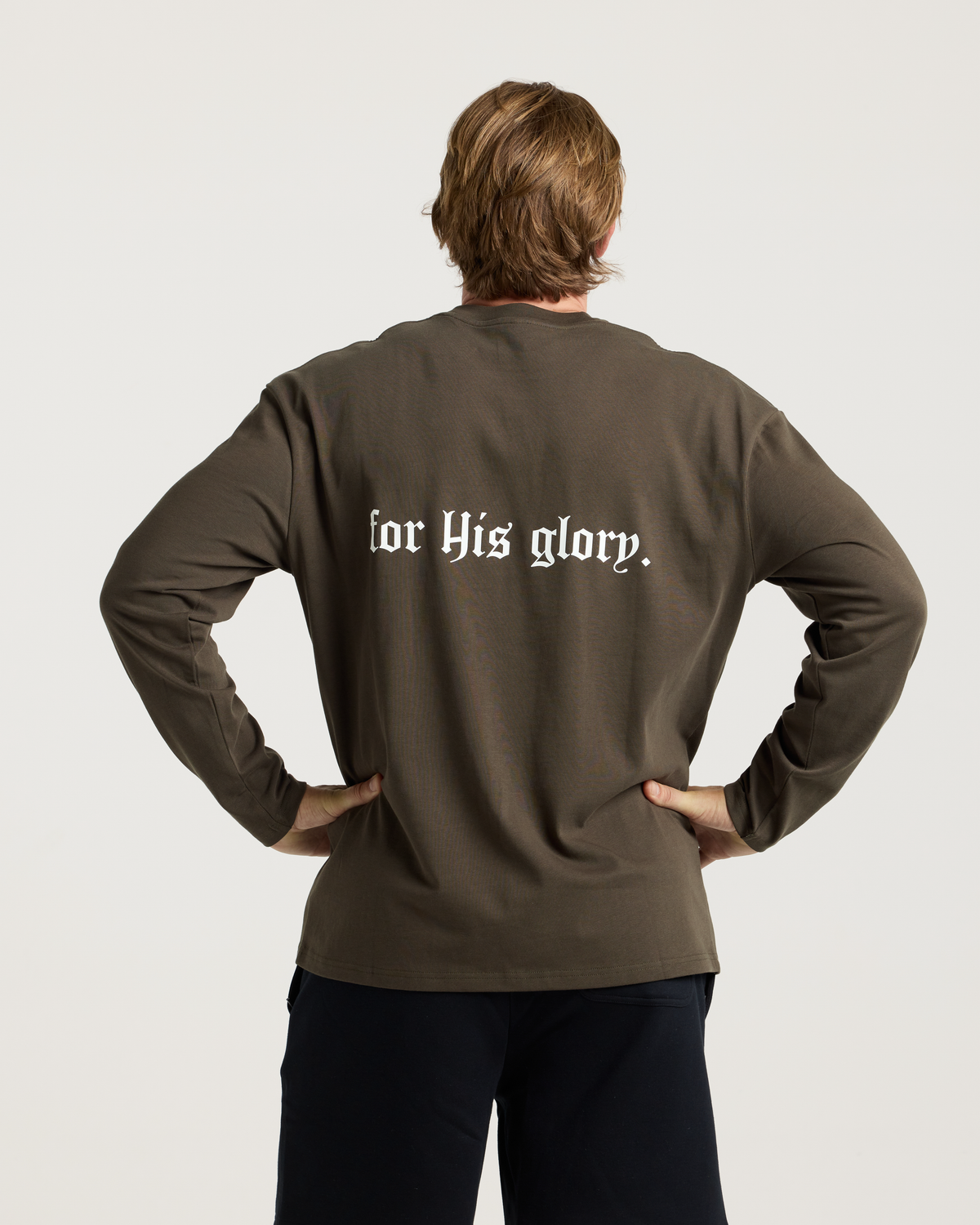 Heavyweight Cotton Oversized Long Sleeve "FHG" - Burnt Olive