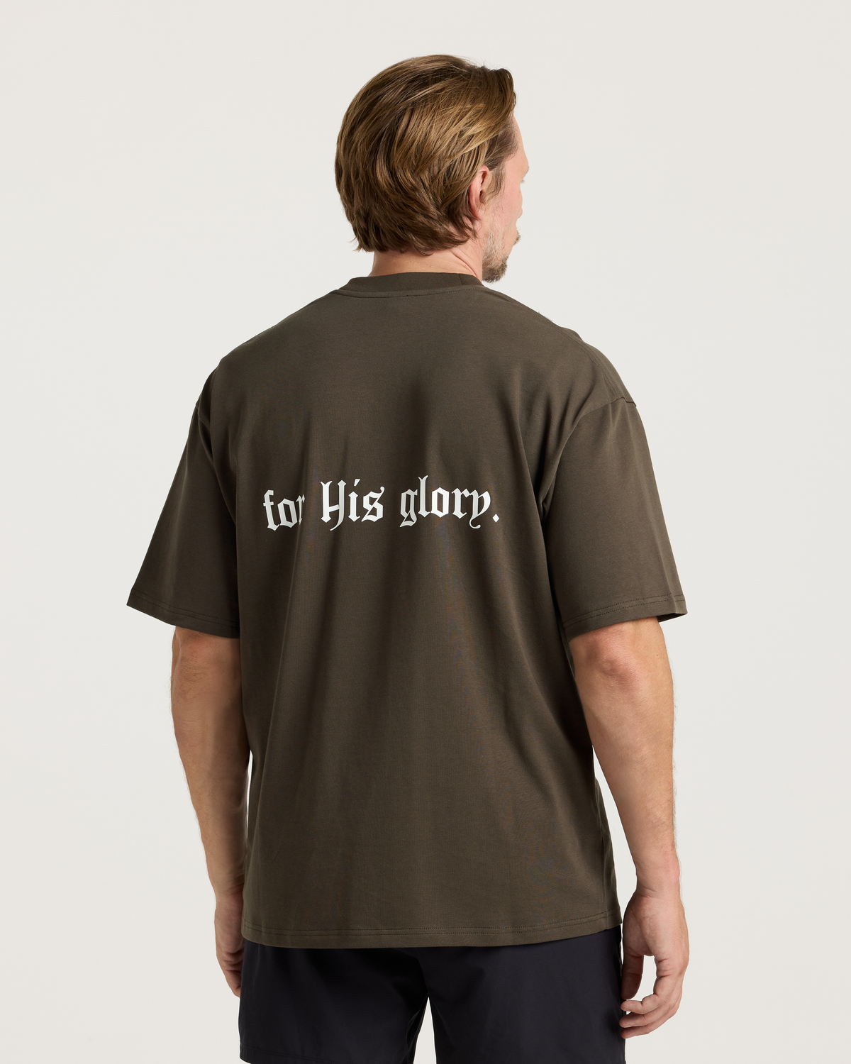 Heavyweight Cotton Oversized Tee "FHG" - Burnt Olive