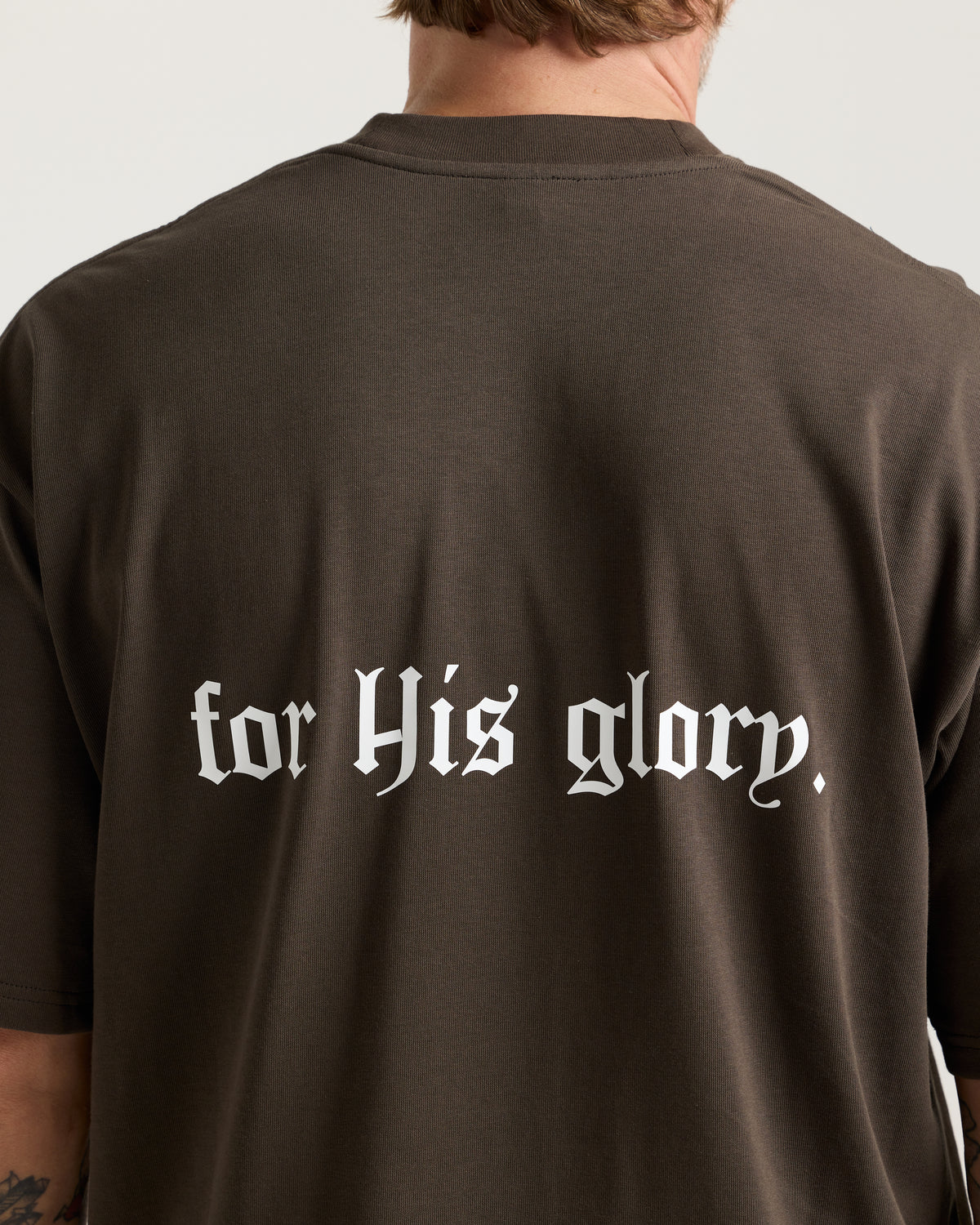 Heavyweight Cotton Oversized Tee "FHG" - Burnt Olive