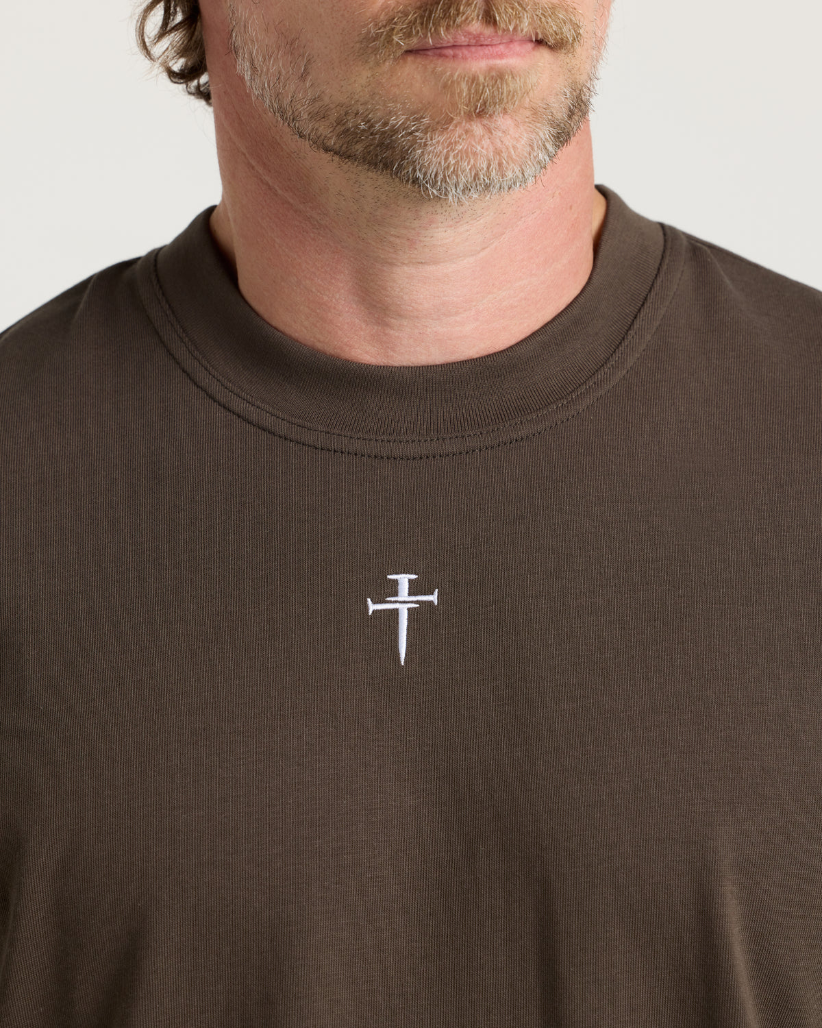 Heavyweight Cotton Oversized Tee "FHG" - Burnt Olive