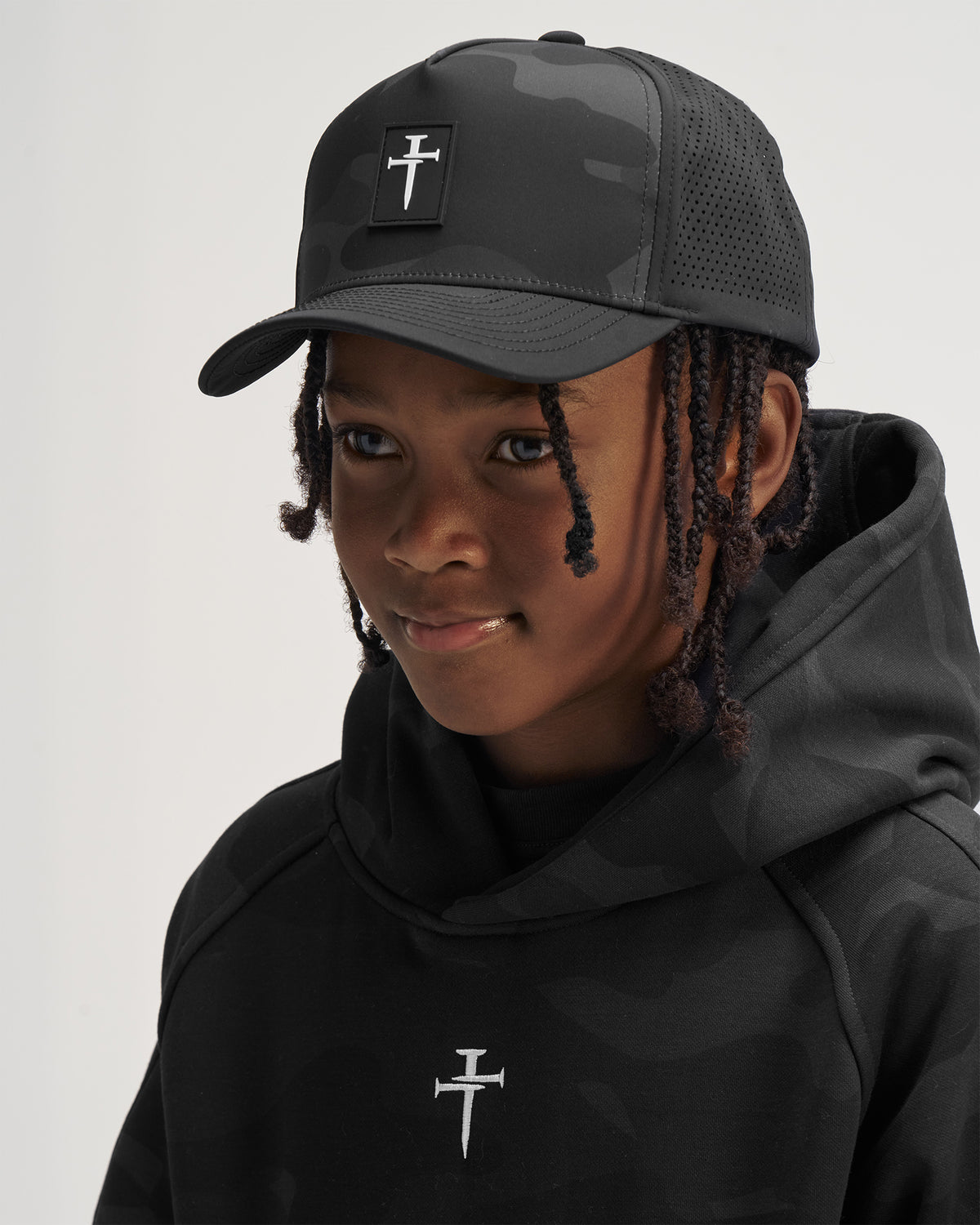 Youth Perforated Hat - Black Camo