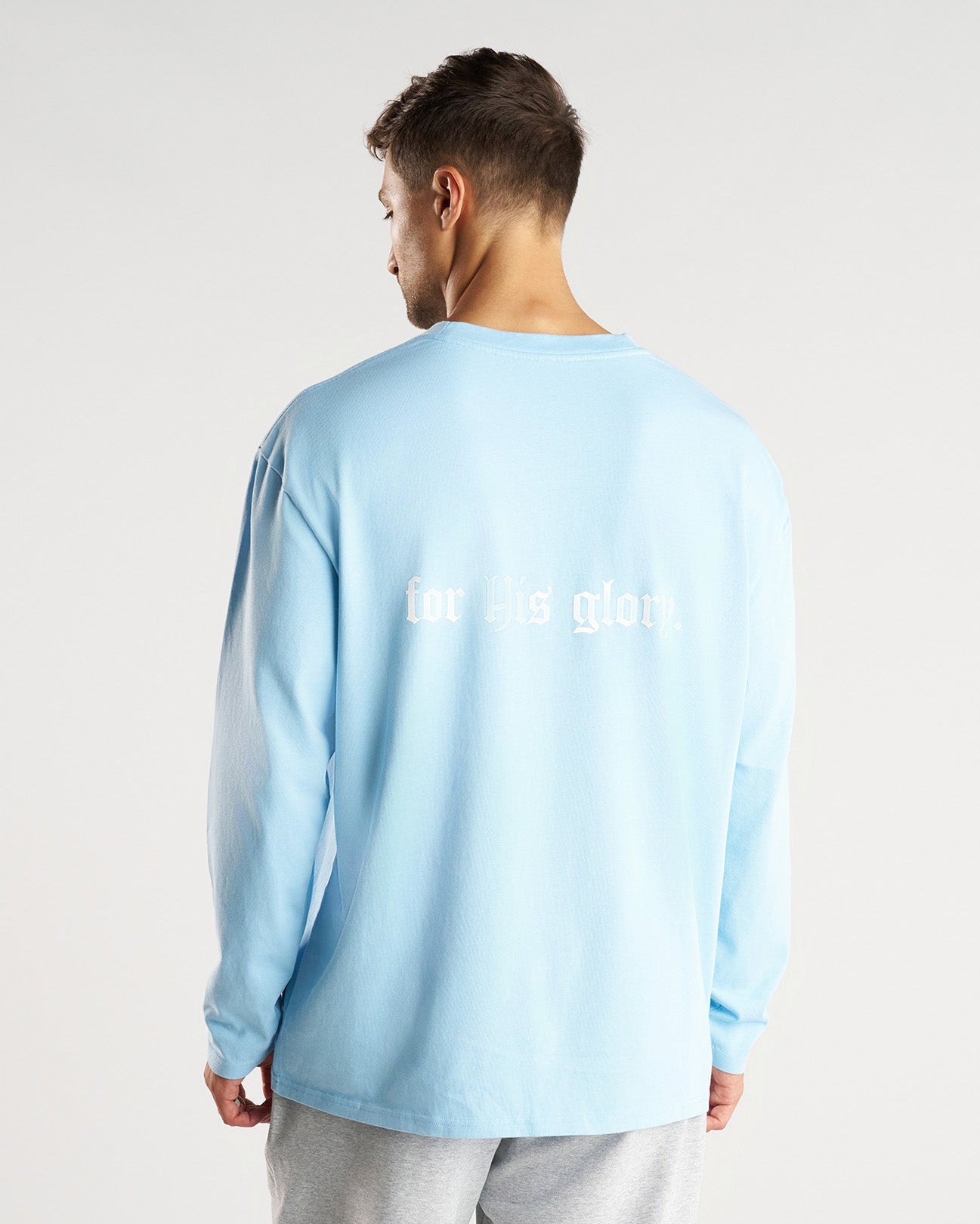 Heavyweight Cotton Oversized Long Sleeve "FHG" - Sky Blue