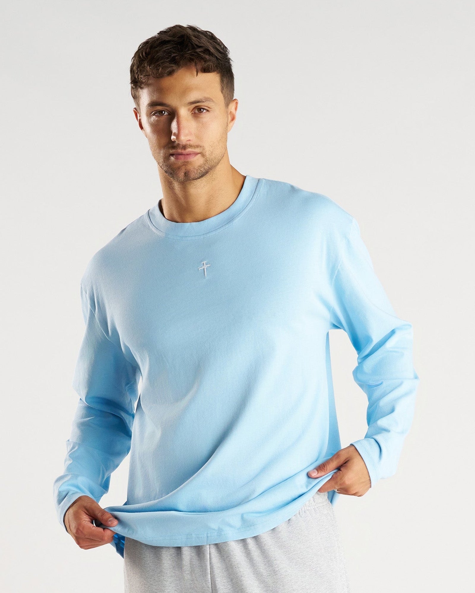 Heavyweight Cotton Oversized Long Sleeve "FHG" - Sky Blue