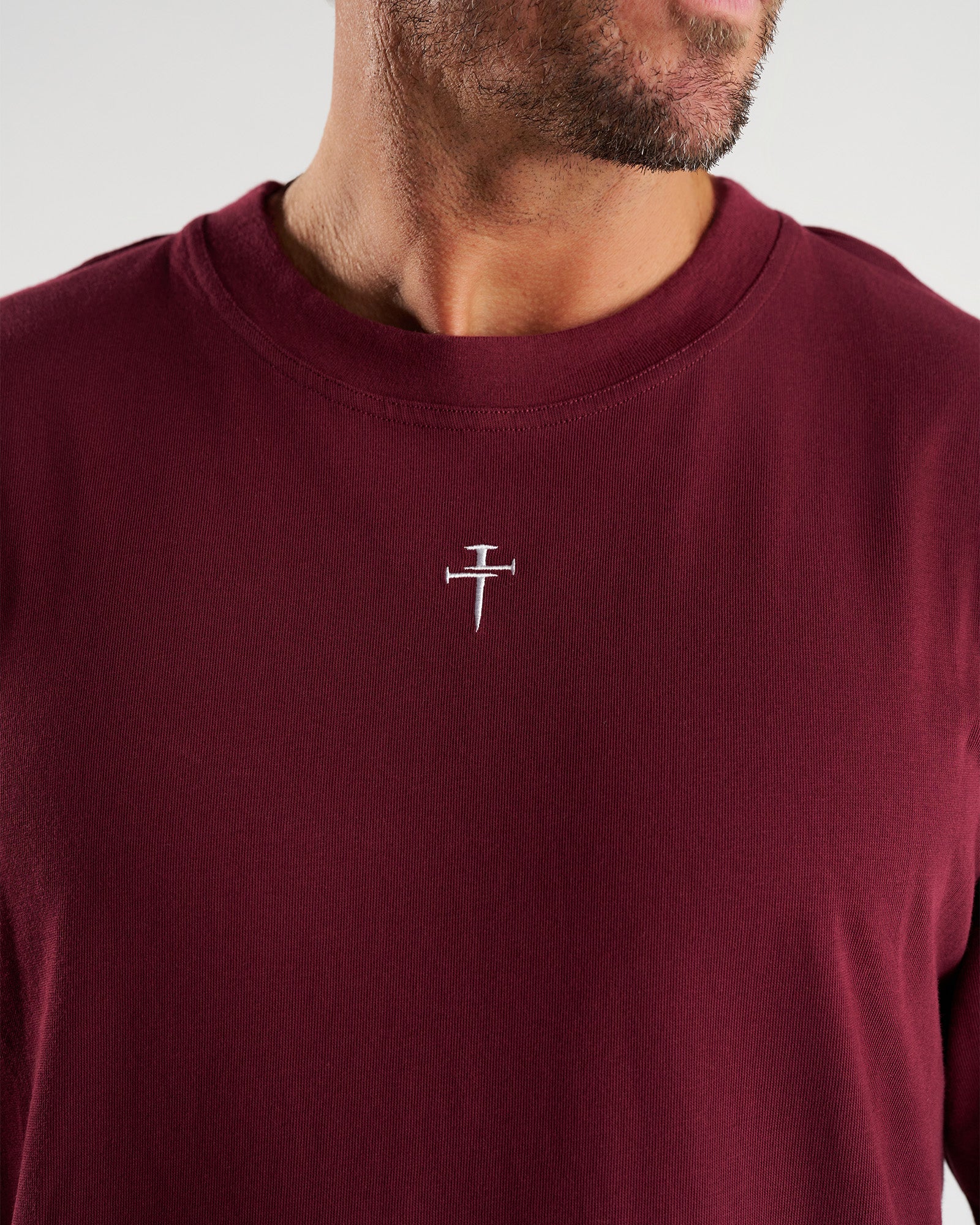 Heavyweight Cotton Oversized Tee "FHG" - Merlot