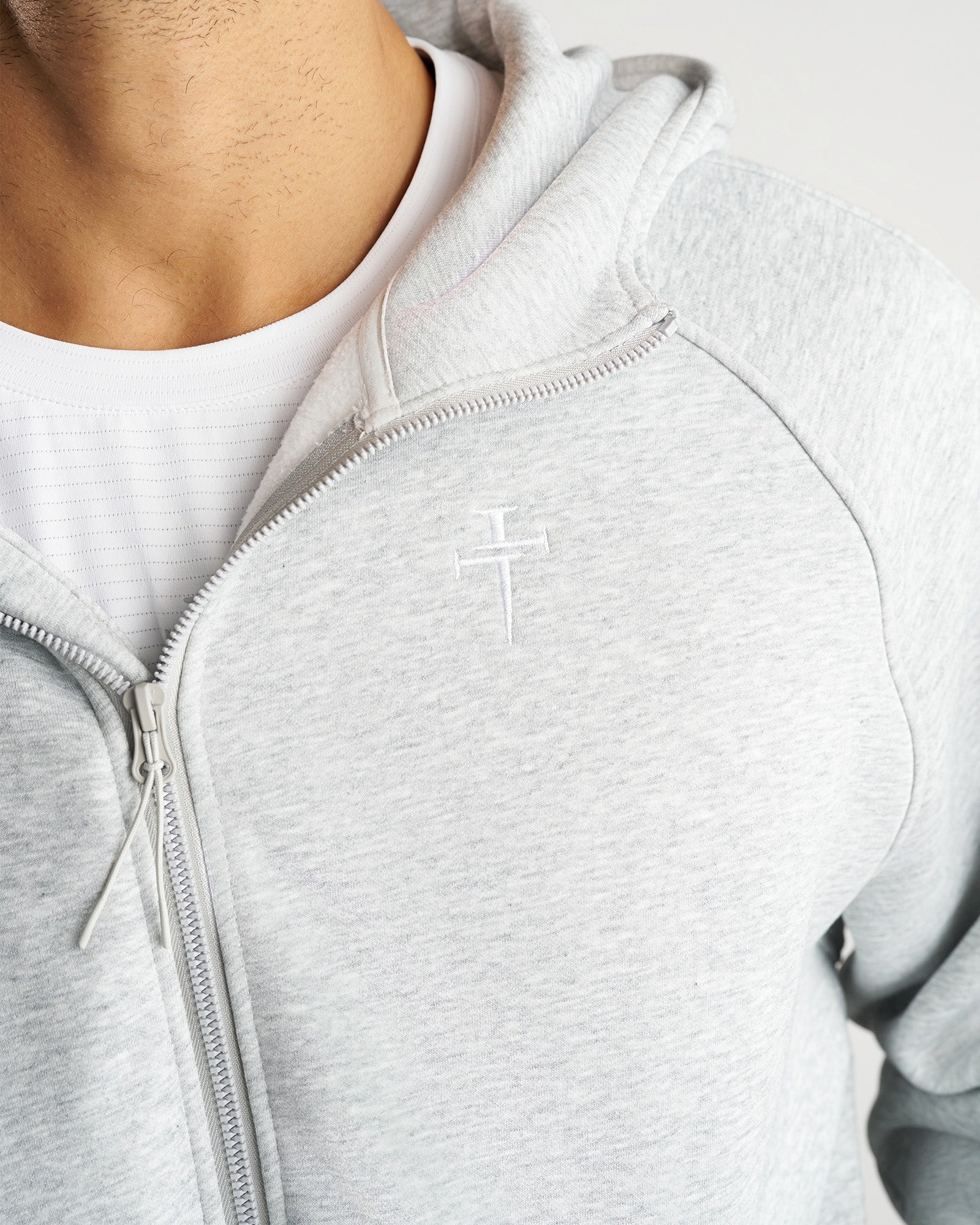 Signature Fleece Full Zip Hoodie - Heather Grey