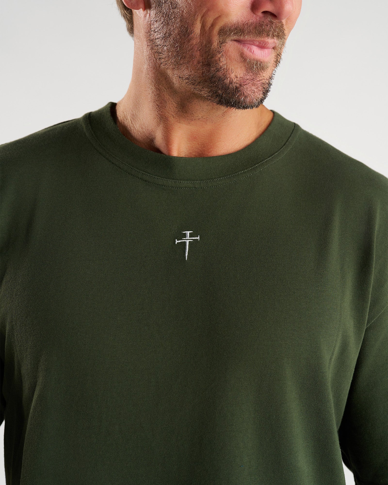 Heavyweight Cotton Oversized Tee "FHG" - Dark Pine