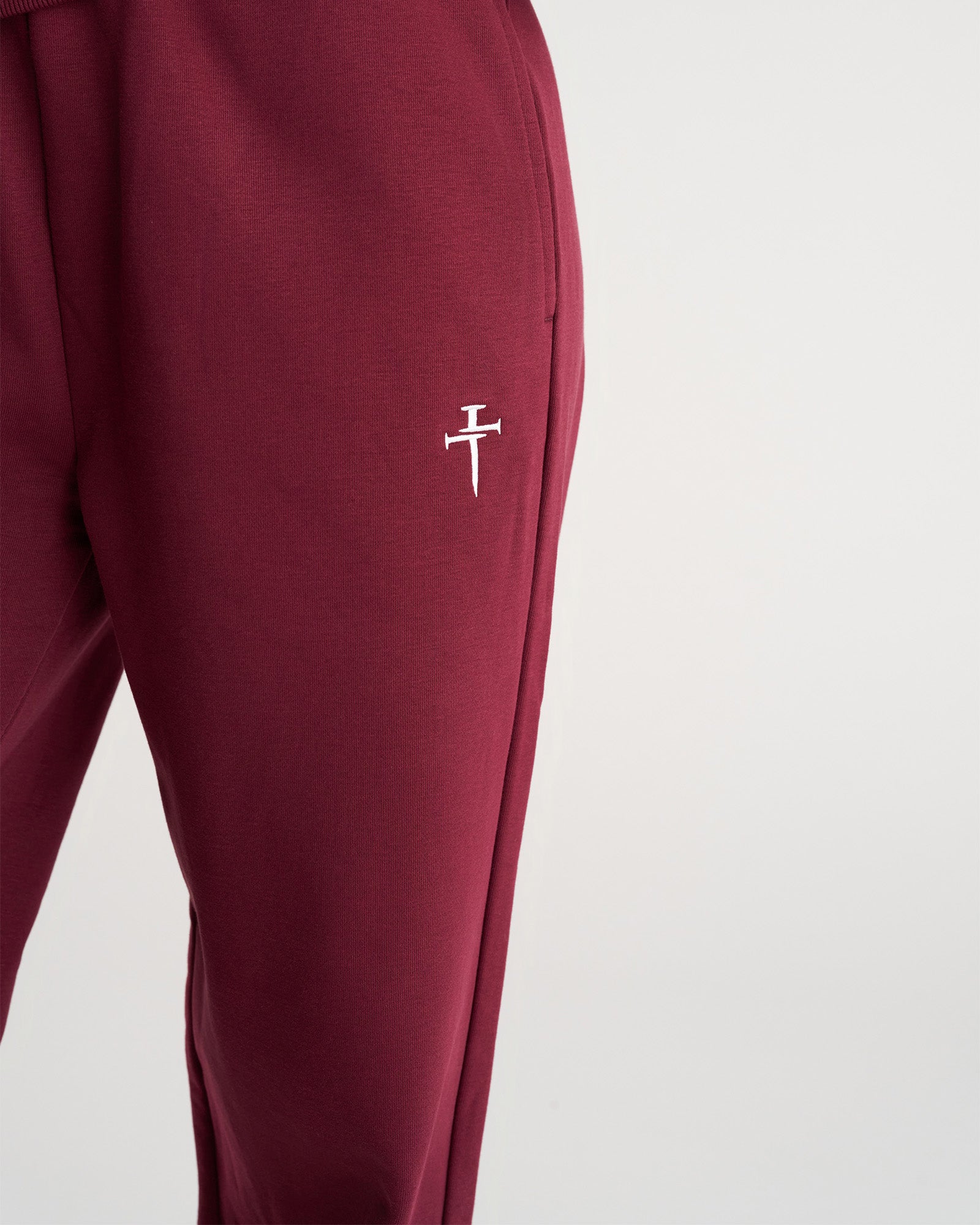 Women's French Terry Straight Leg Pant - Merlot