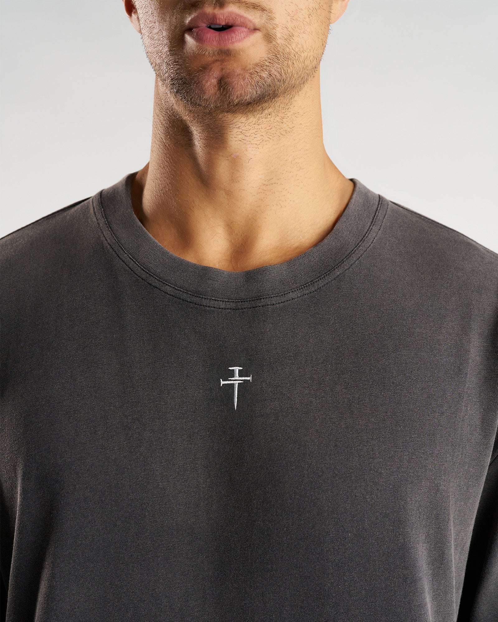 Heavyweight Cotton Oversized Long Sleeve "FHG" - Acid Wash