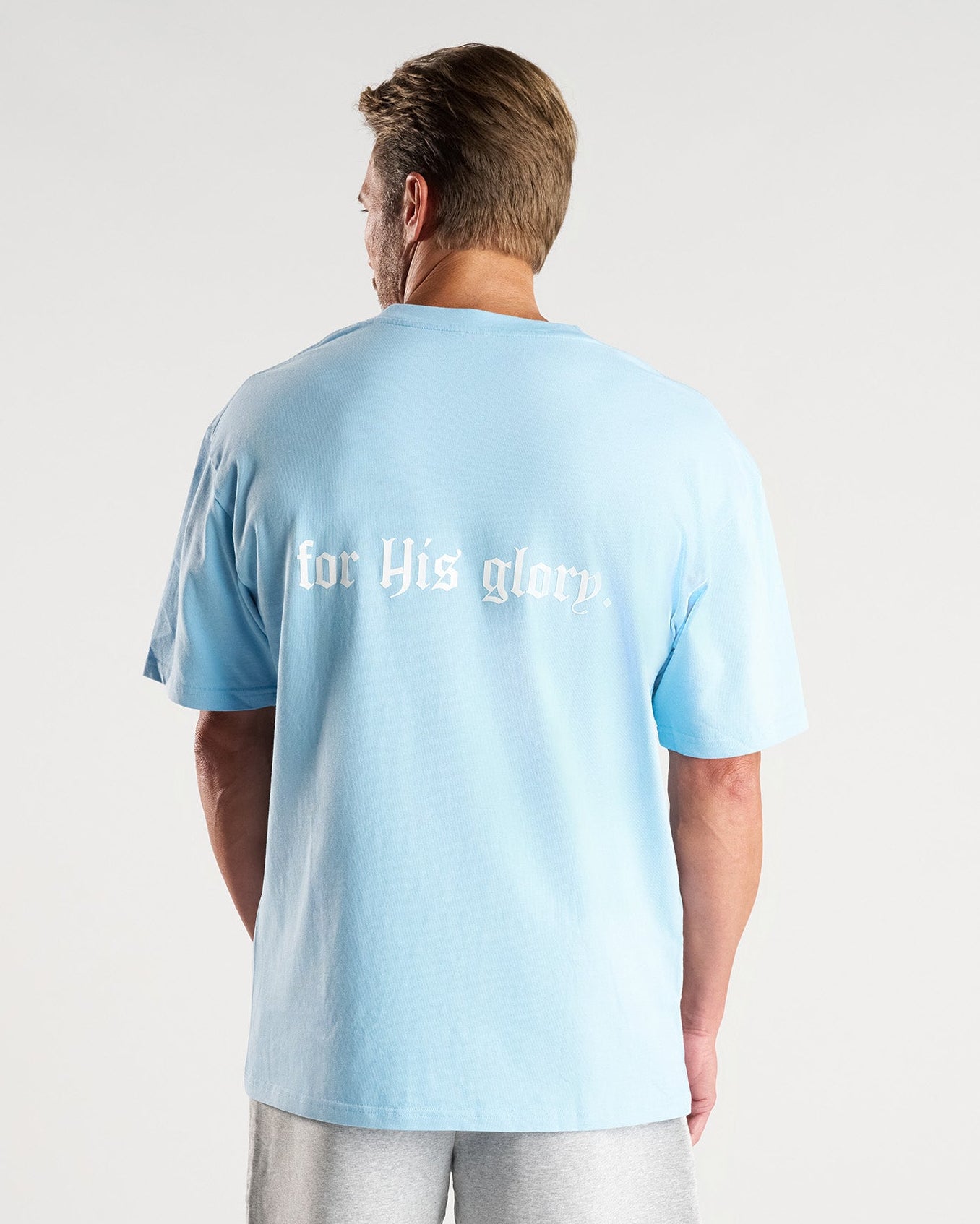 Heavyweight Cotton Oversized Tee "FHG" - Sky Blue