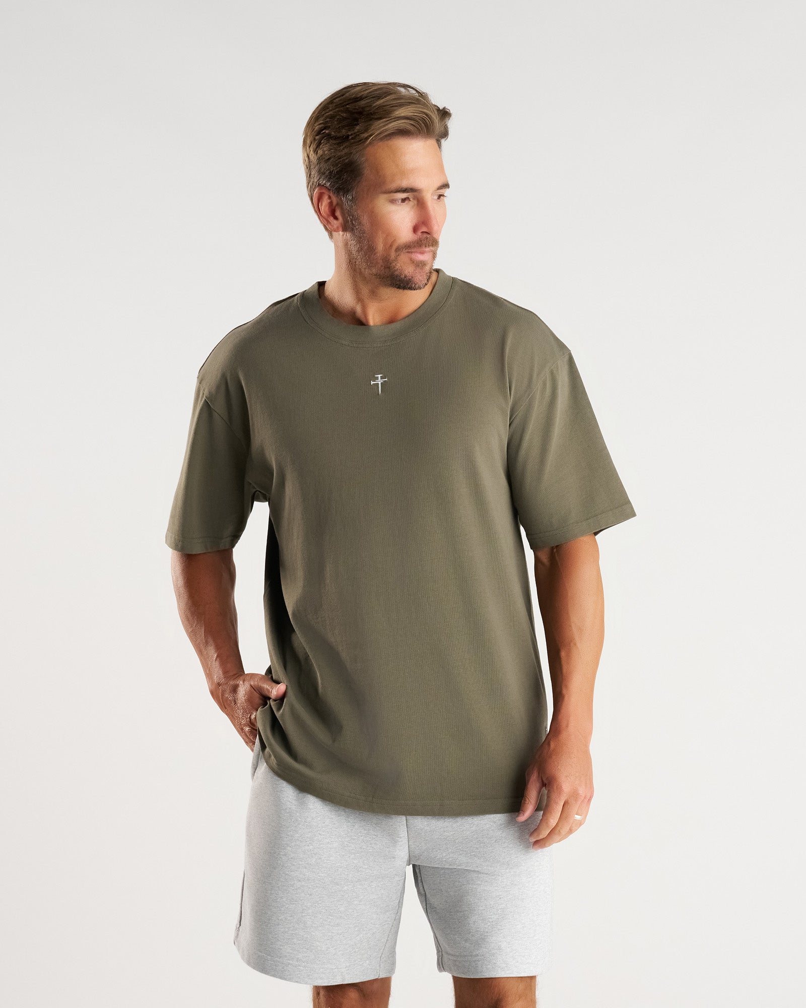 Heavyweight Cotton Oversized Tee "FHG" - Sage