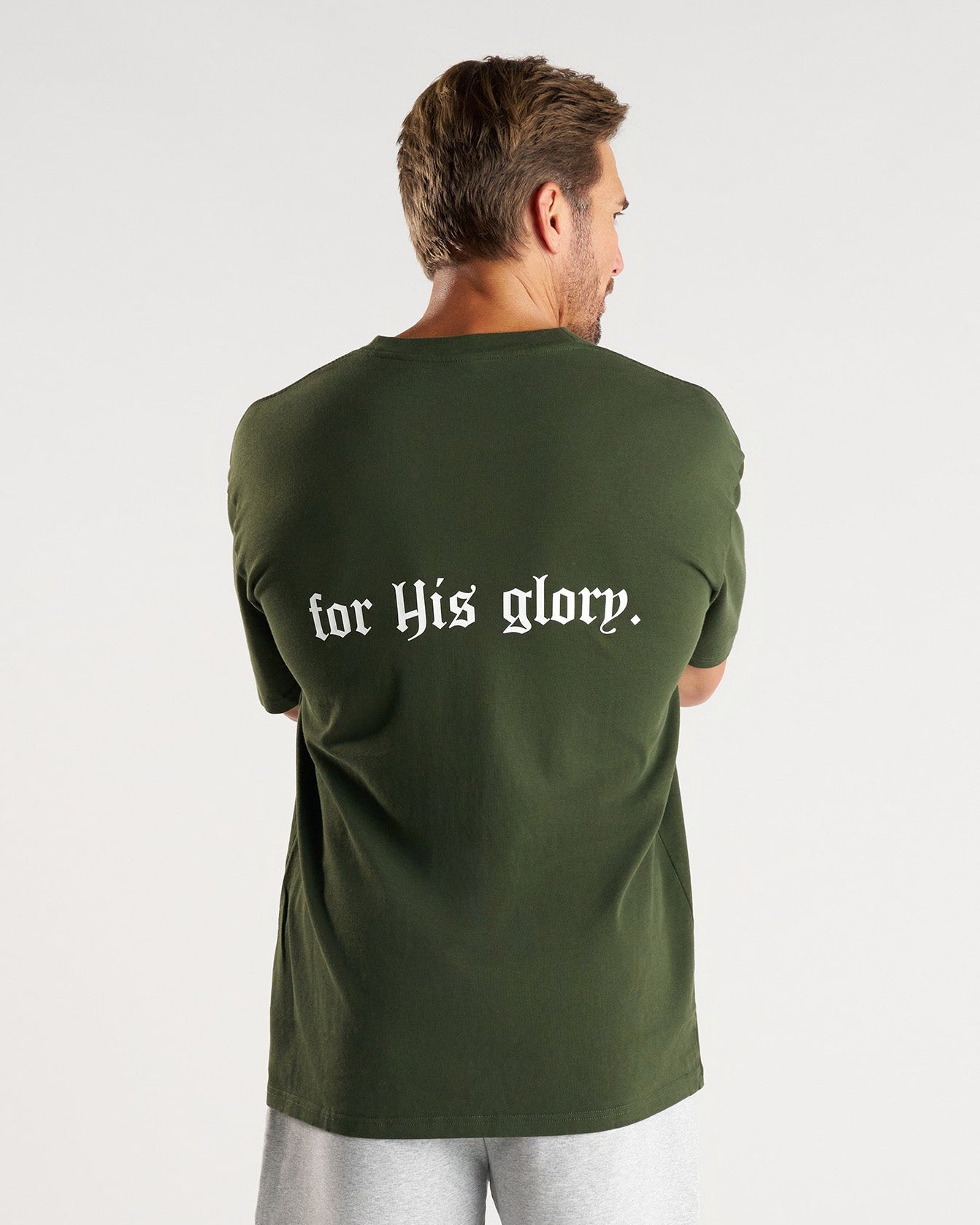 Heavyweight Cotton Oversized Tee "FHG" - Dark Pine