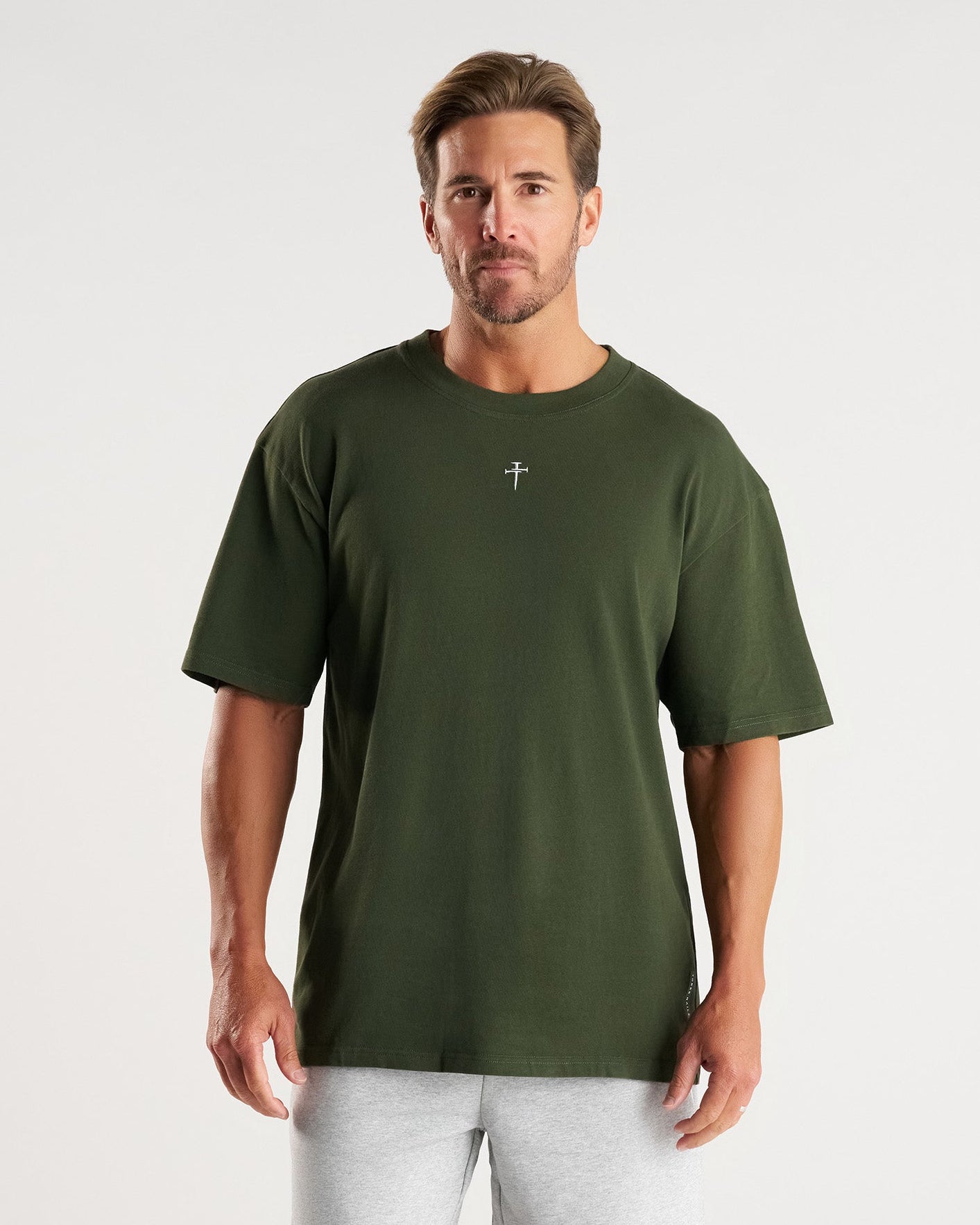 Heavyweight Cotton Oversized Tee "FHG" - Dark Pine