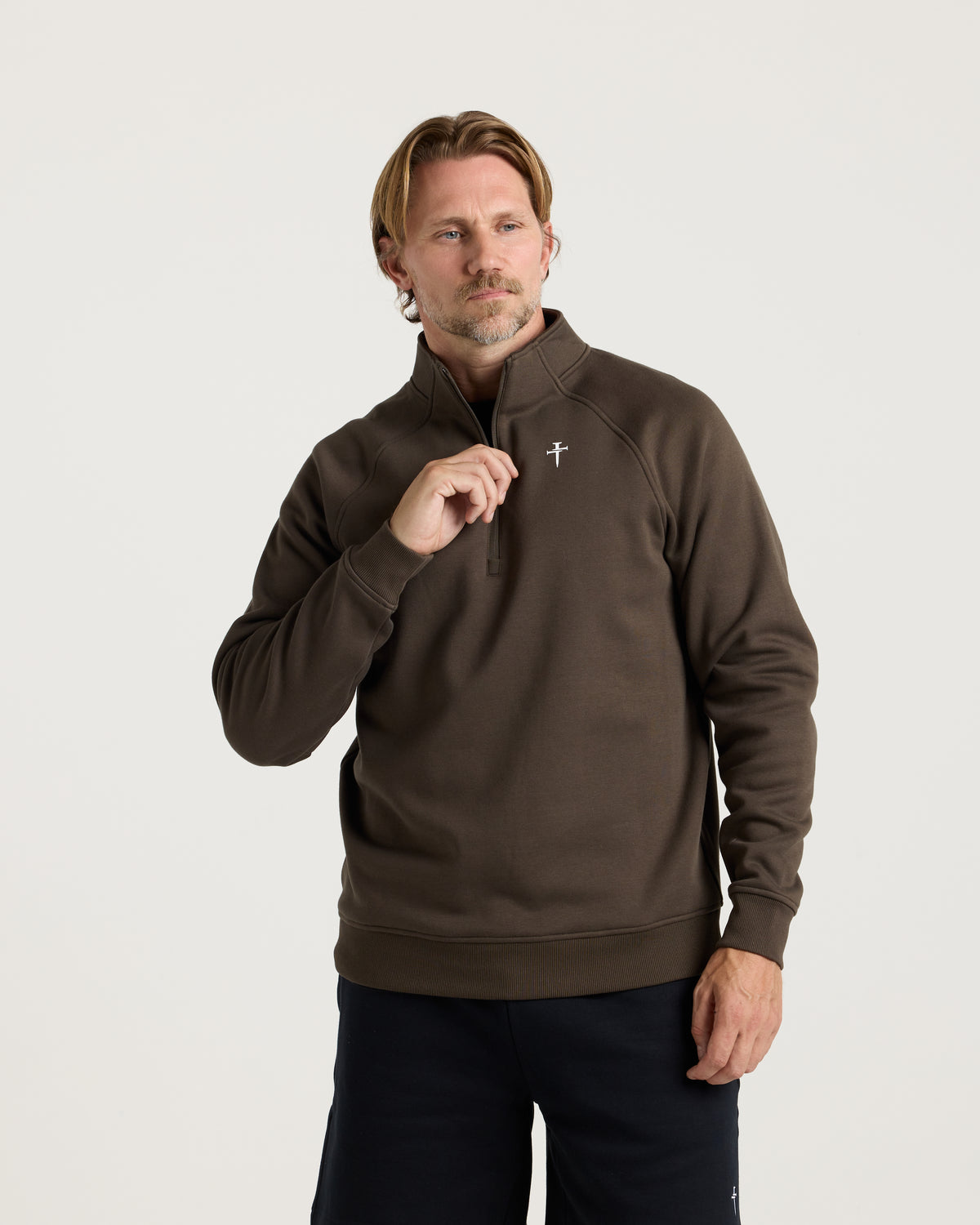Signature Fleece Quarter Zip - Burnt Olive