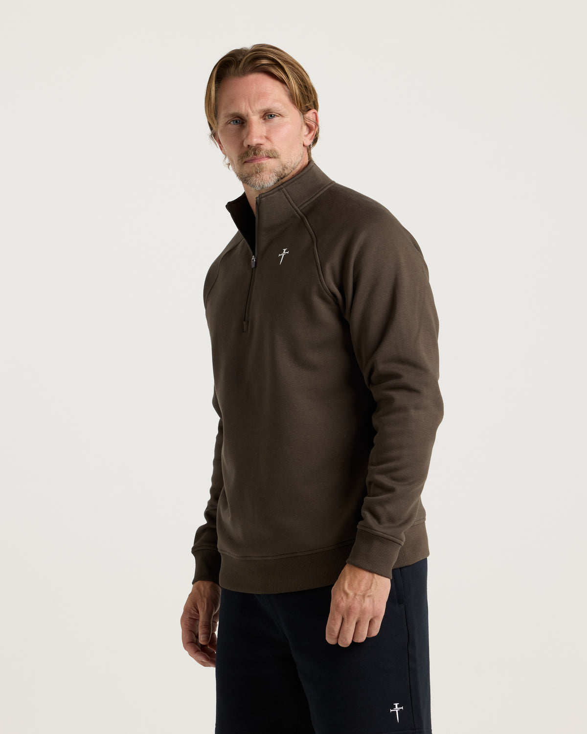 Signature Fleece Quarter Zip - Burnt Olive