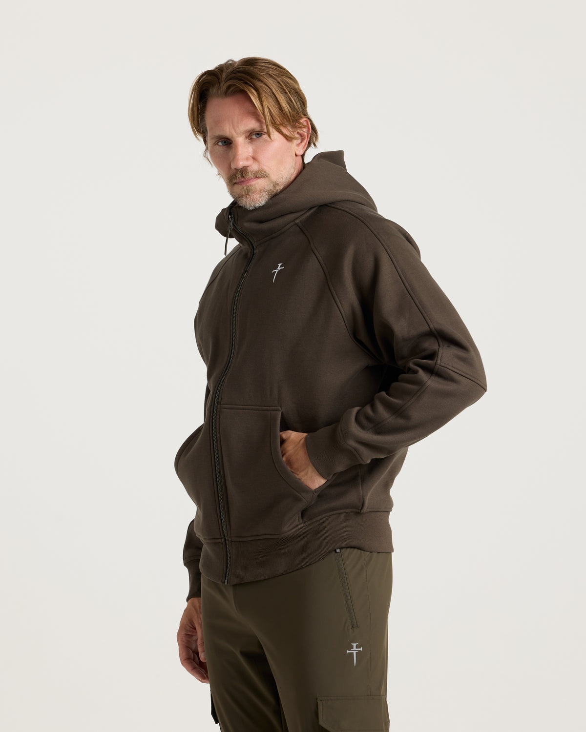 Signature Fleece Full Zip Hoodie - Burnt Olive