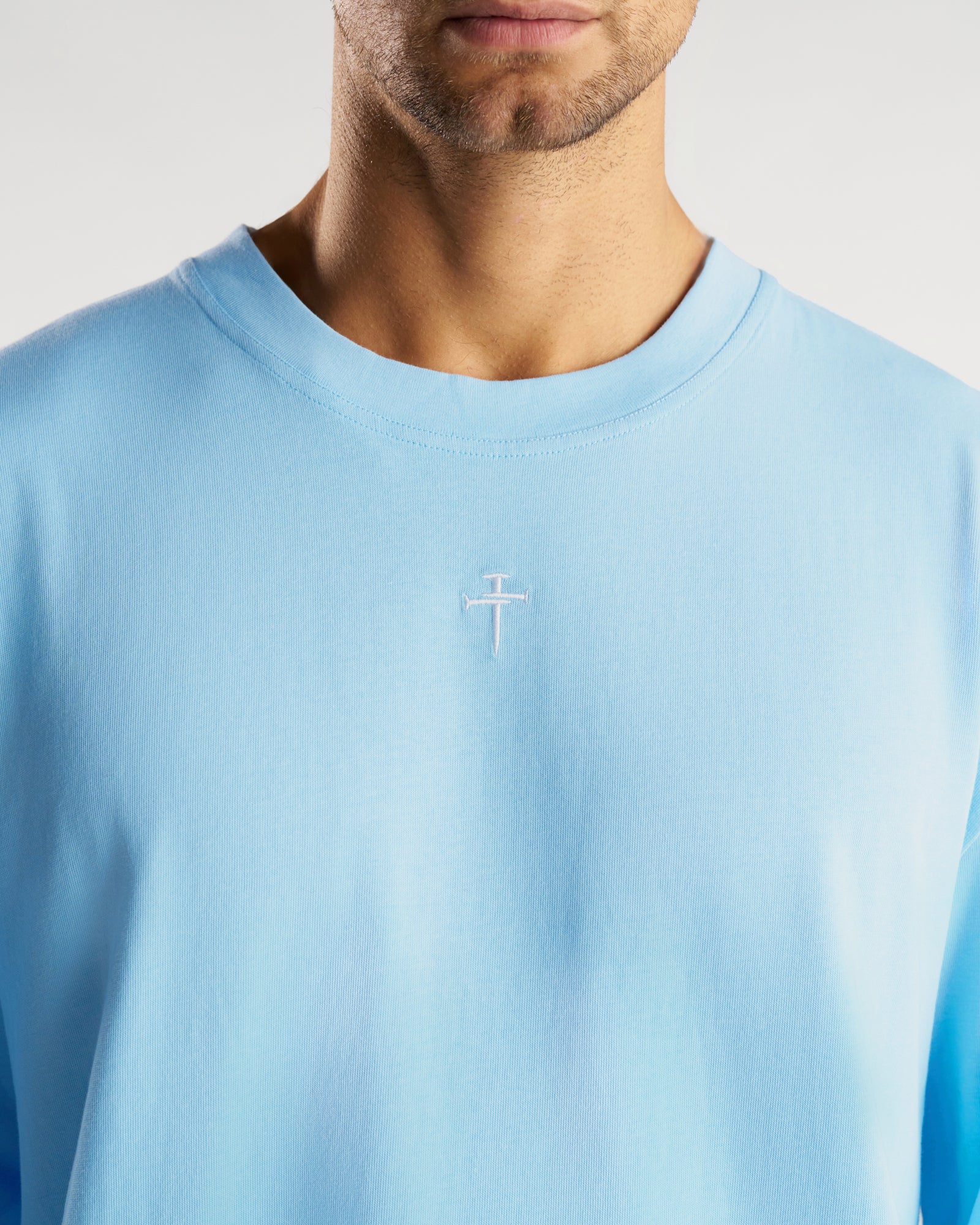 Heavyweight Cotton Oversized Long Sleeve "FHG" - Sky Blue