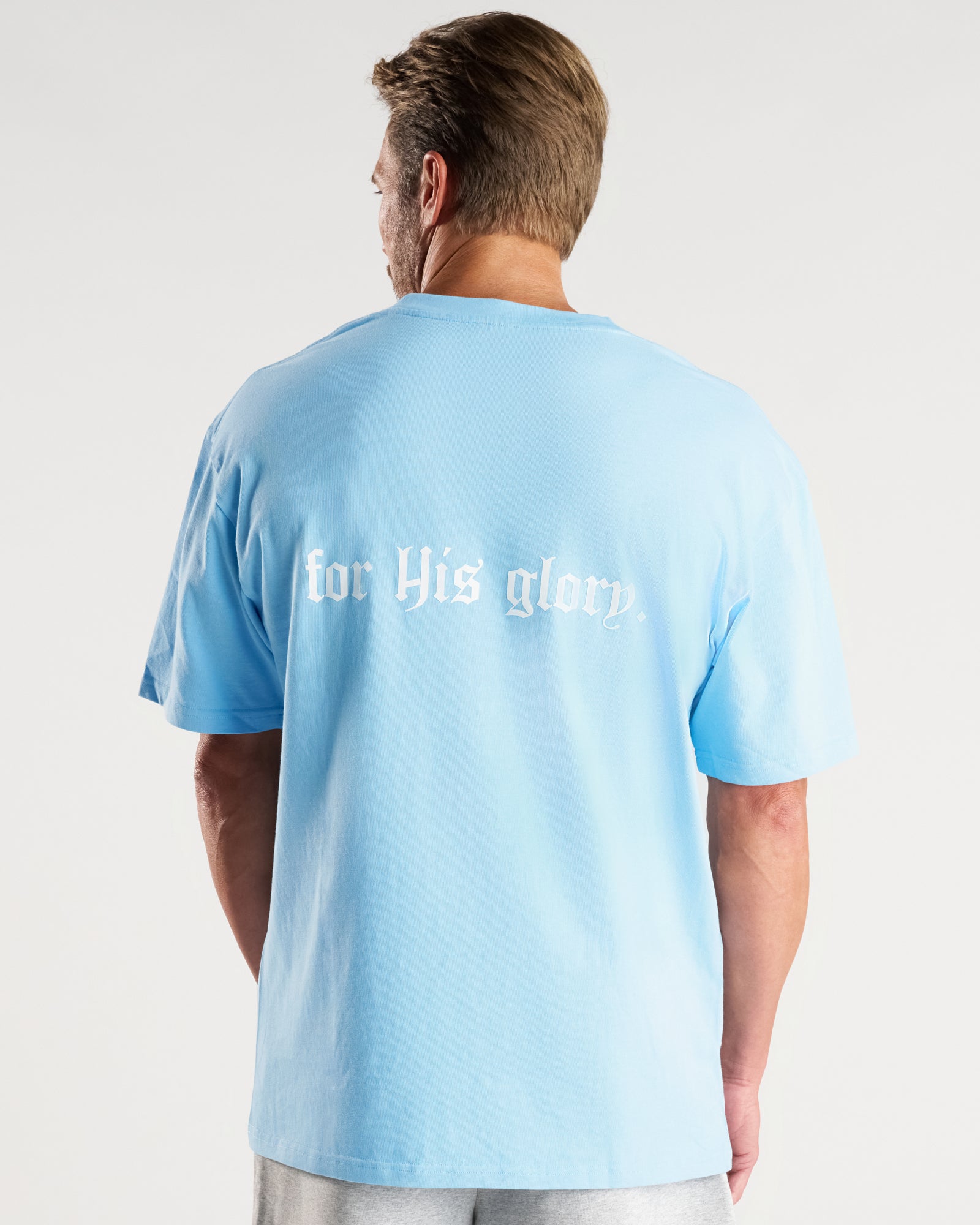 Heavyweight Cotton Oversized Tee "FHG" - Sky Blue