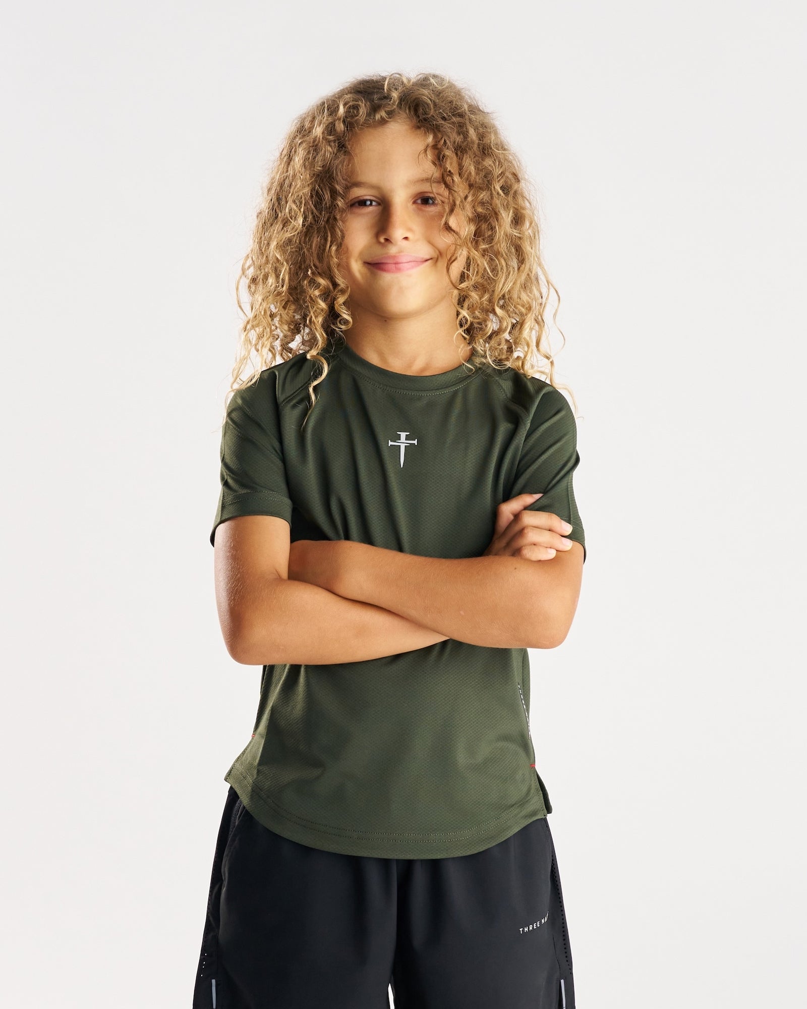 Youth Pro-Tech Tee "Cross" - Dark Pine