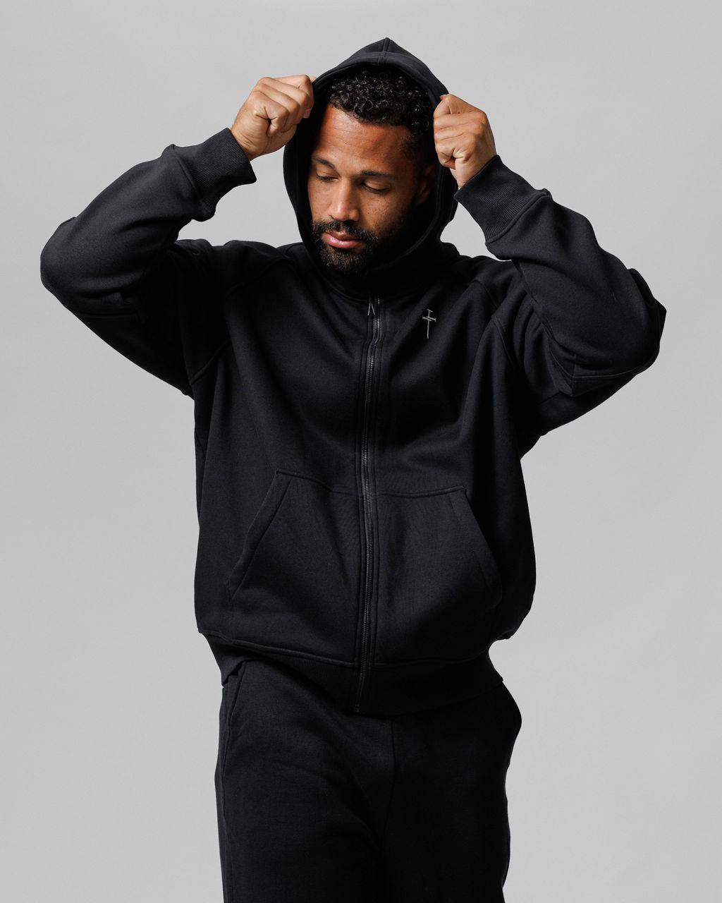 Full Zip Tech Fleece Hoodie - Black