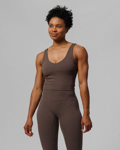 Longline Sports Bra - Woodland Brown