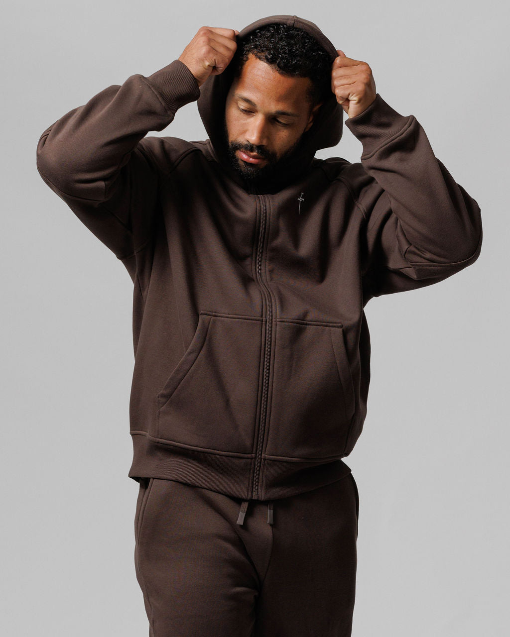 Full Zip Tech Fleece Hoodie - Woodland Brown