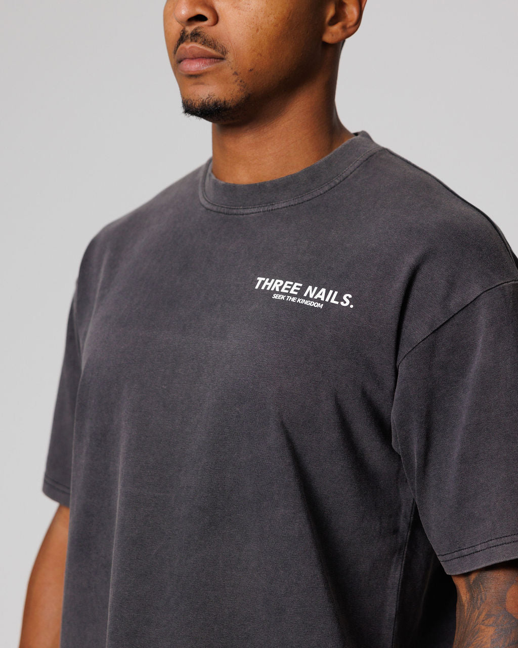 Heavyweight Cotton Oversized Tee [Seek The Kingdom] - Acid Wash