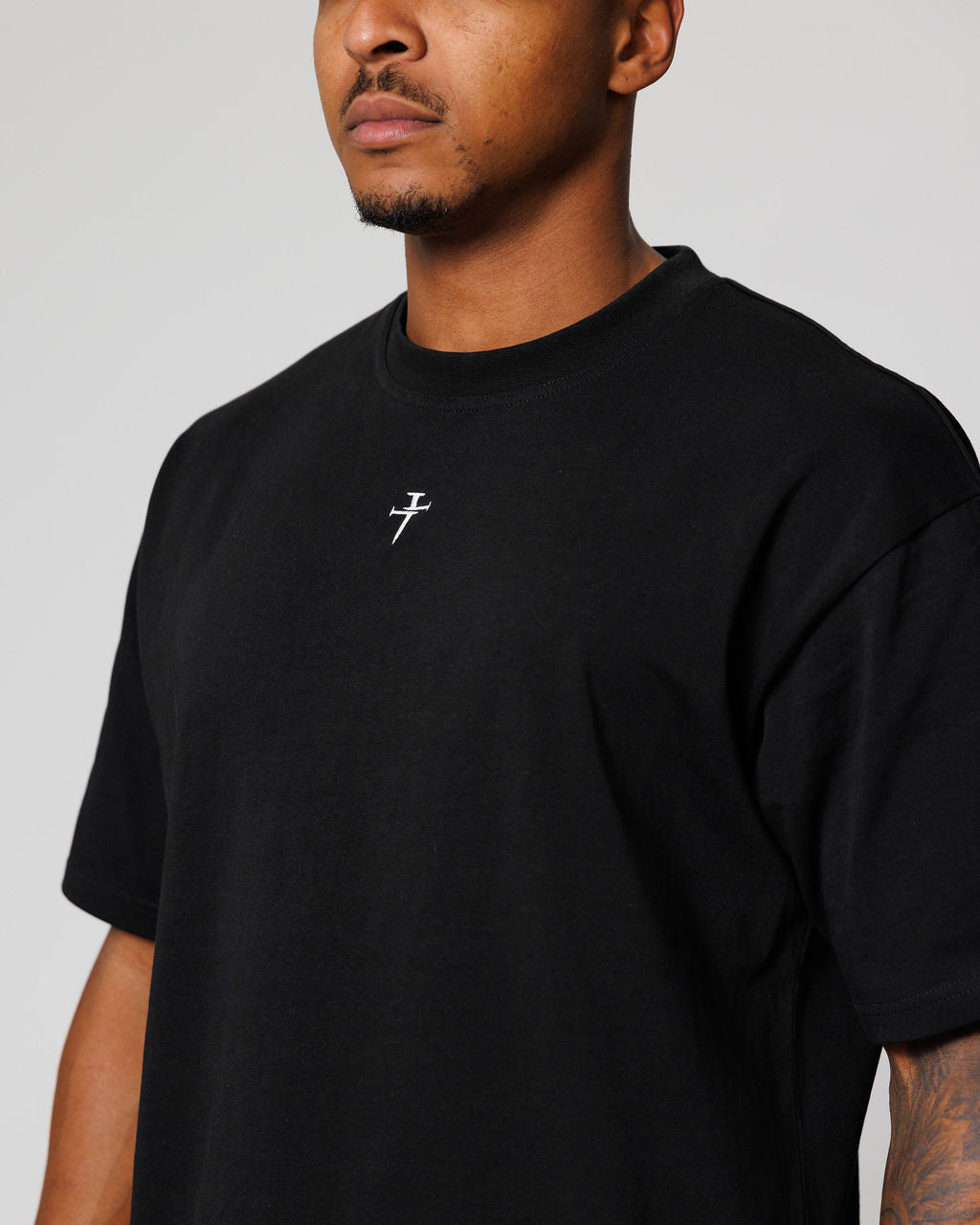 Heavyweight Cotton Oversized Tee [Cross] - Black