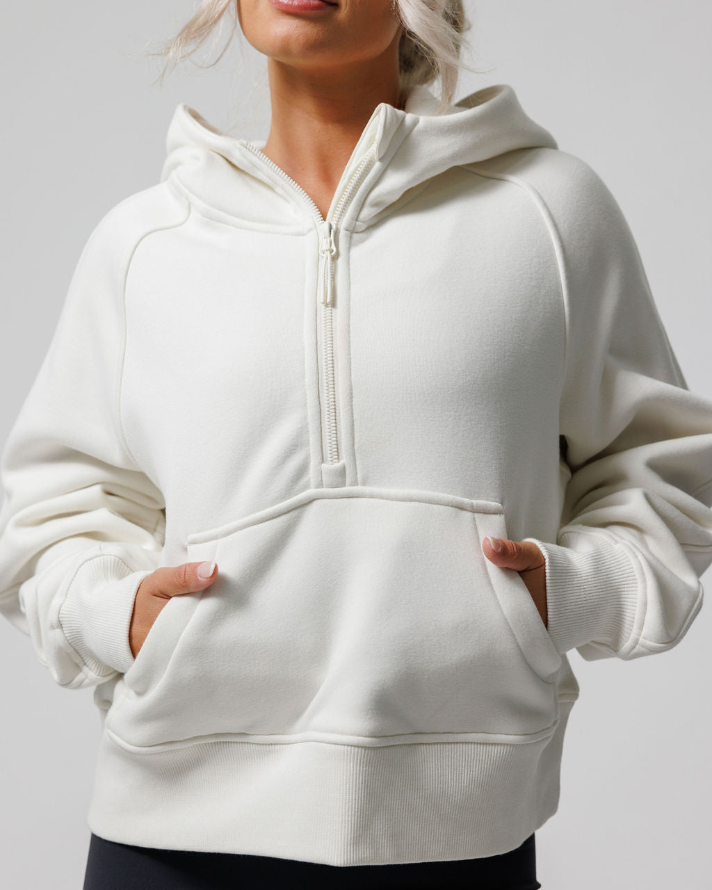 Nova Half Zip Hoodie - Cream