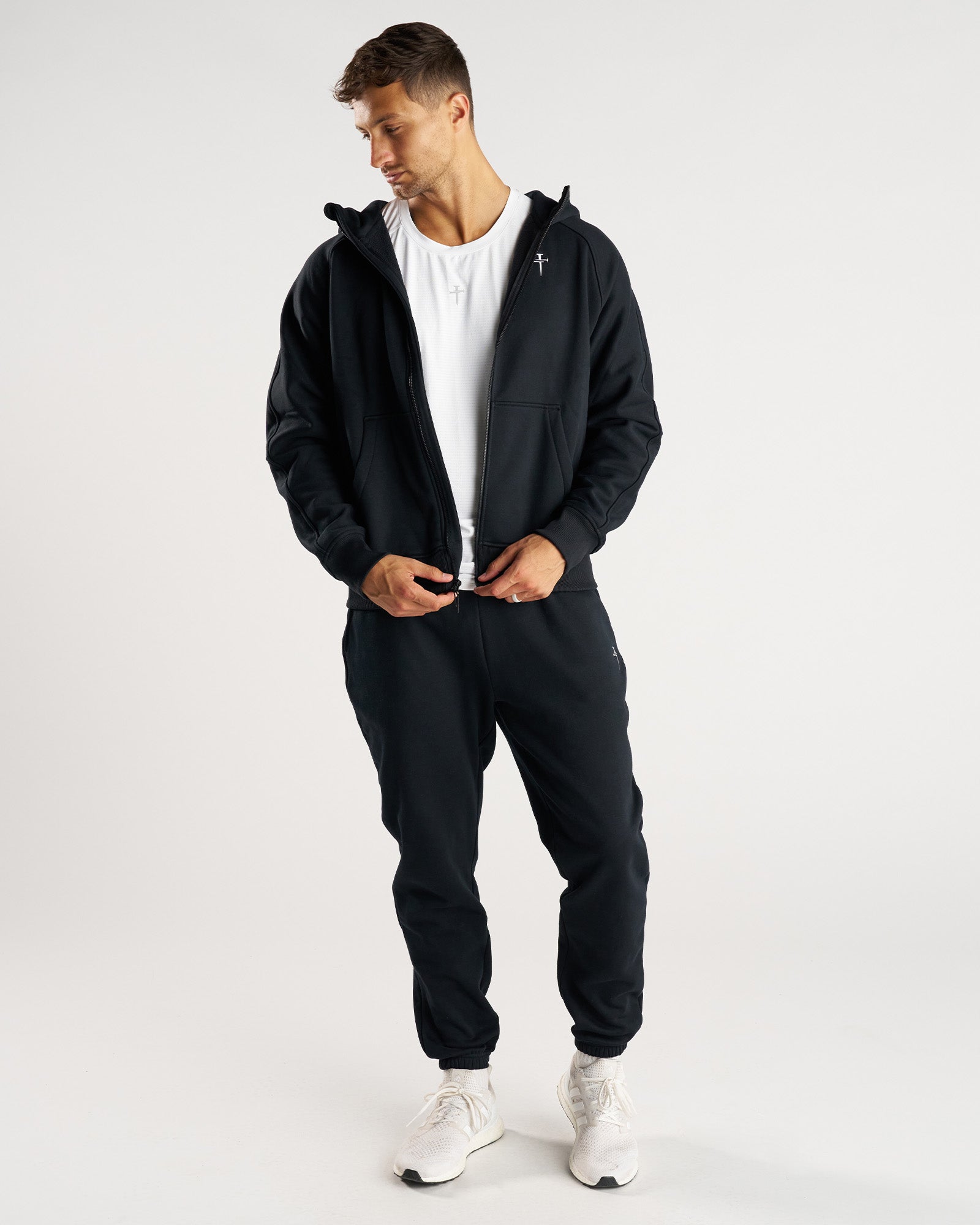 Signature Fleece Full Zip Hoodie - Black
