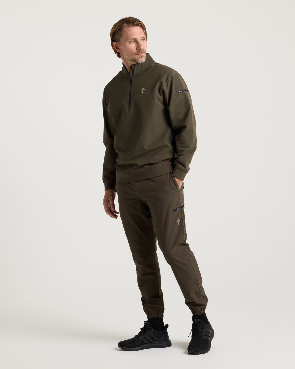 Vanta+ Quarter Zip - Burnt Olive "Cross"