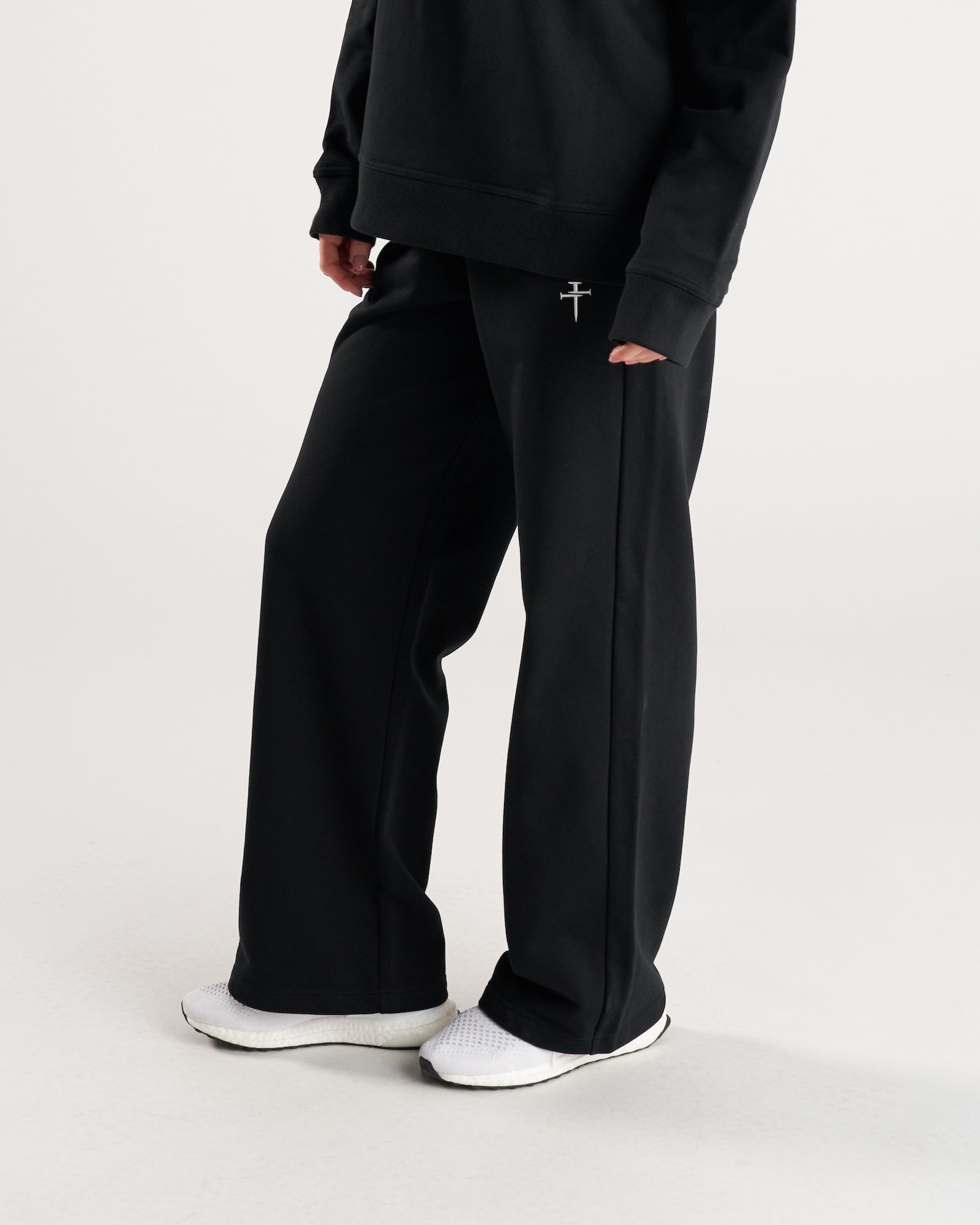 Women's French Terry Straight Leg Pant - Black