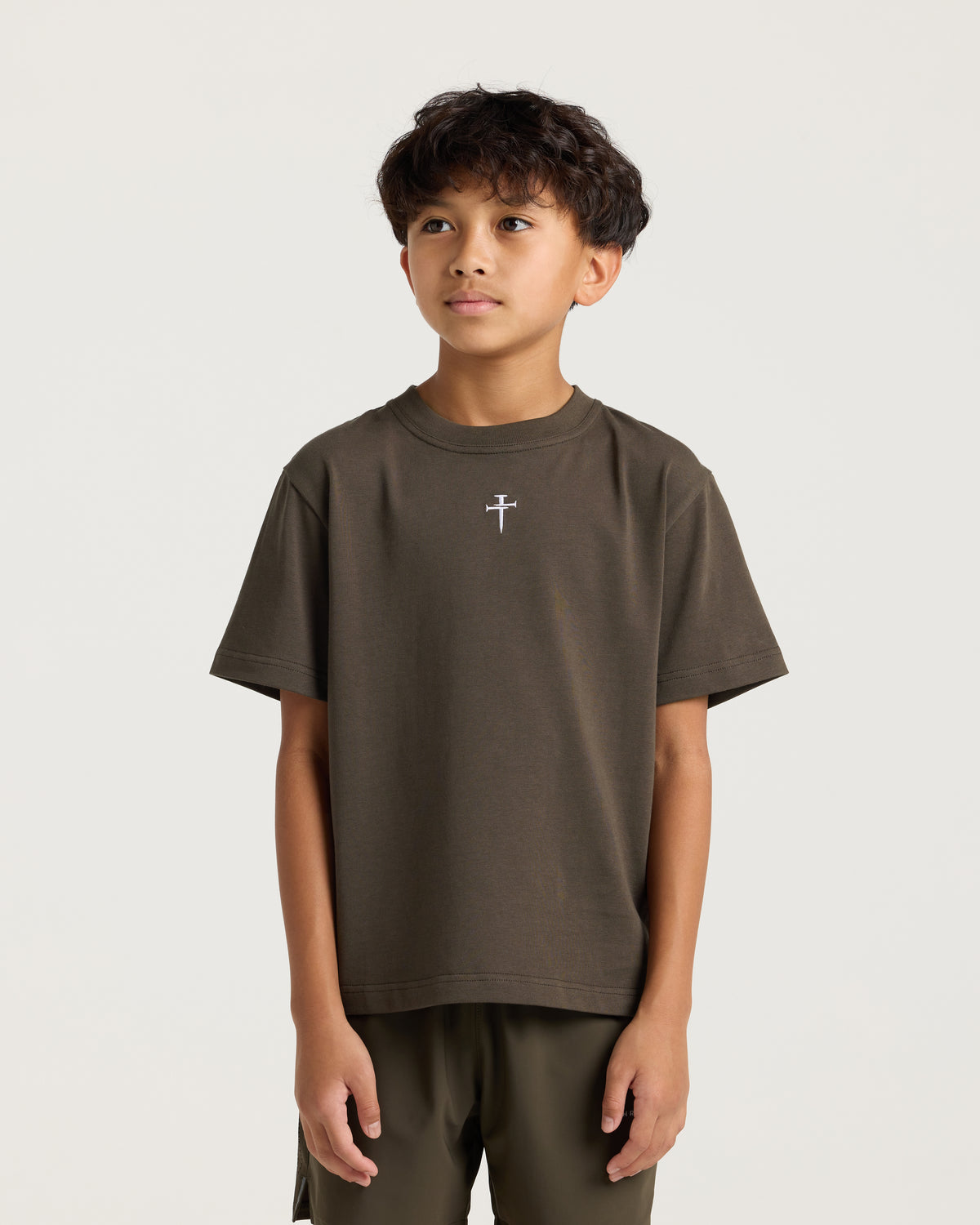 Youth Heavyweight Cotton Oversized Tee "FHG" - Burnt Olive