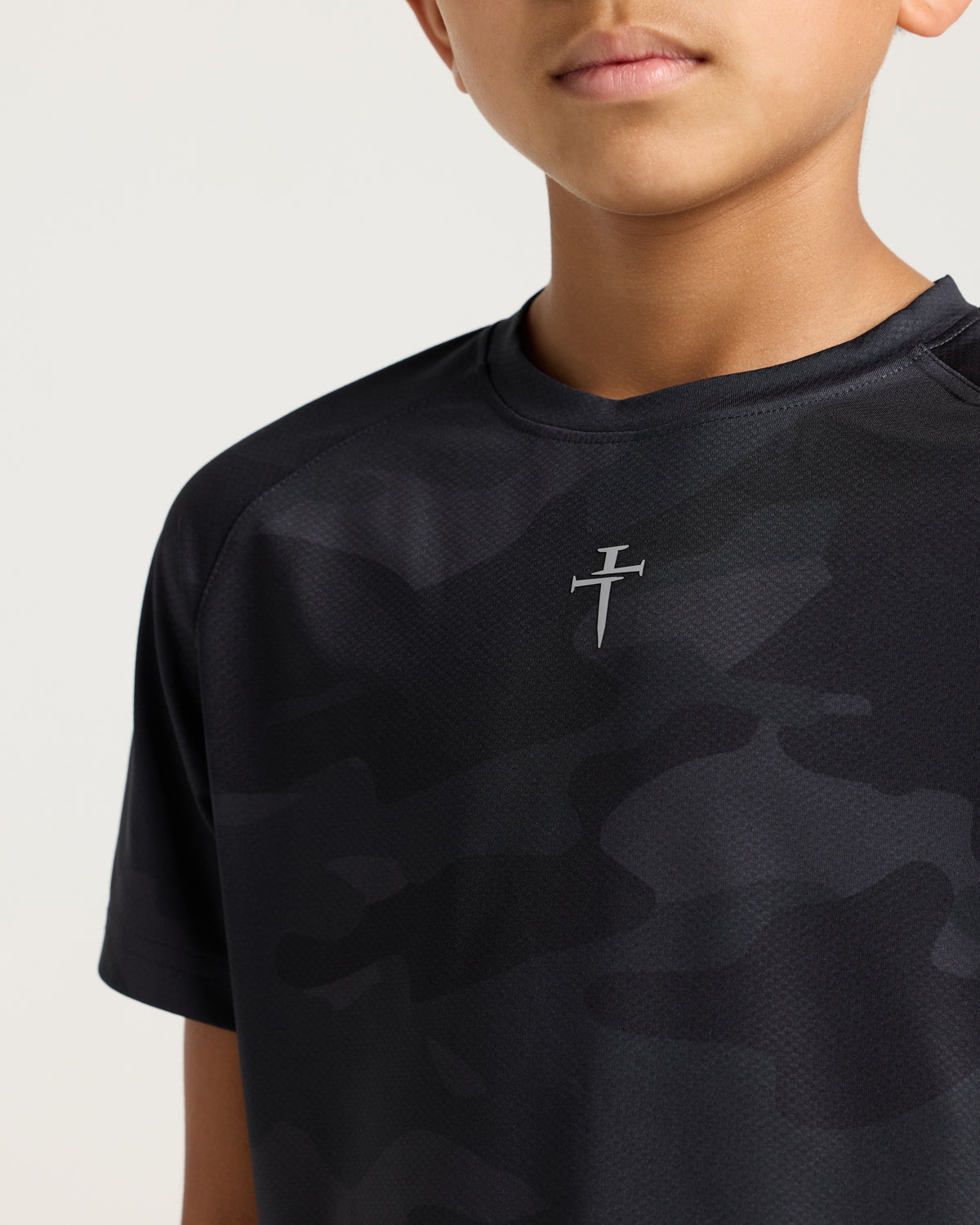 Youth Pro-Tech Tee "Cross" - Black Camo